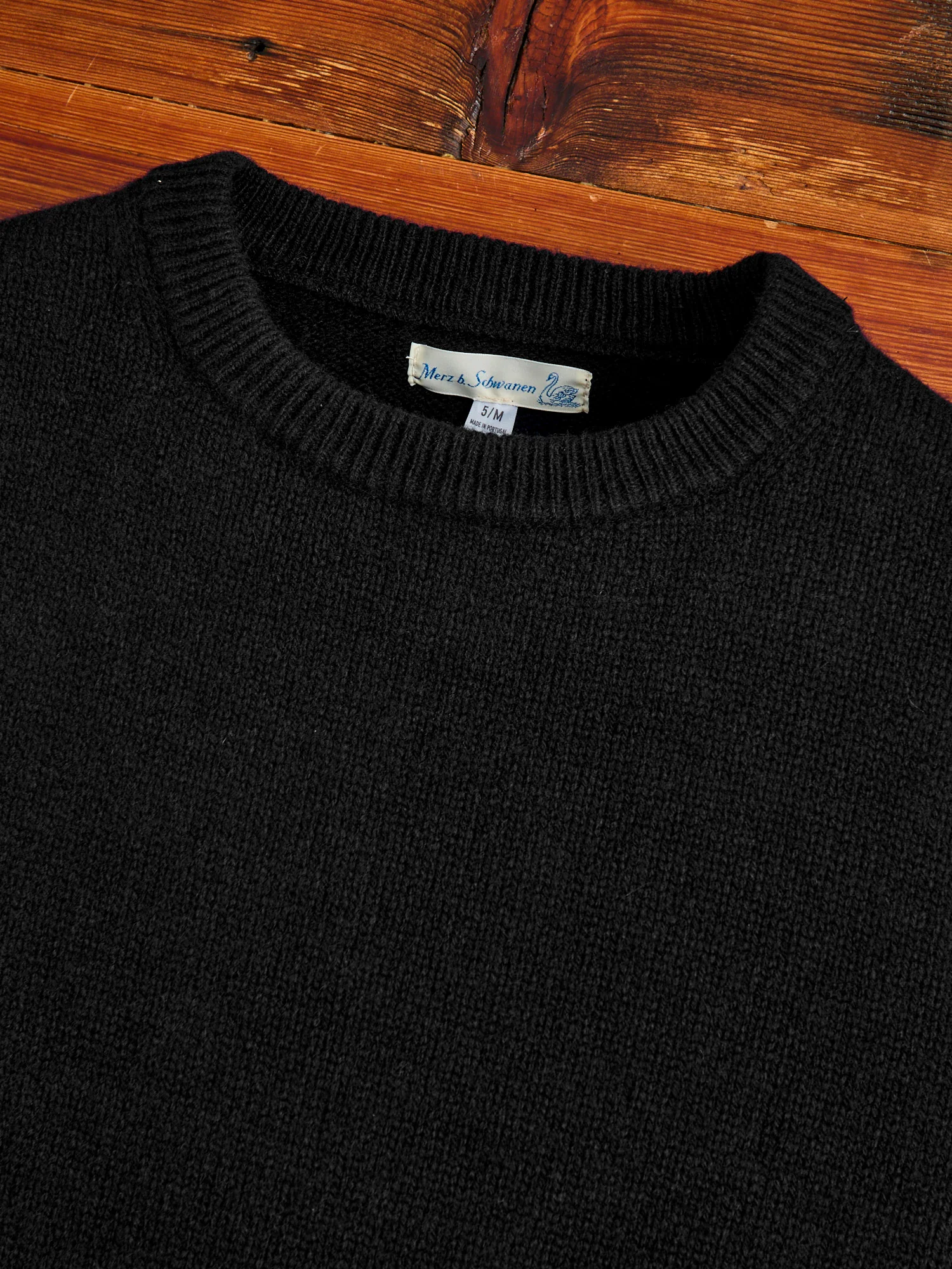 LOCC01 "Good Basics" Relaxed Fit Merino Cashmere Knit Sweater in Deep Black - Image 4