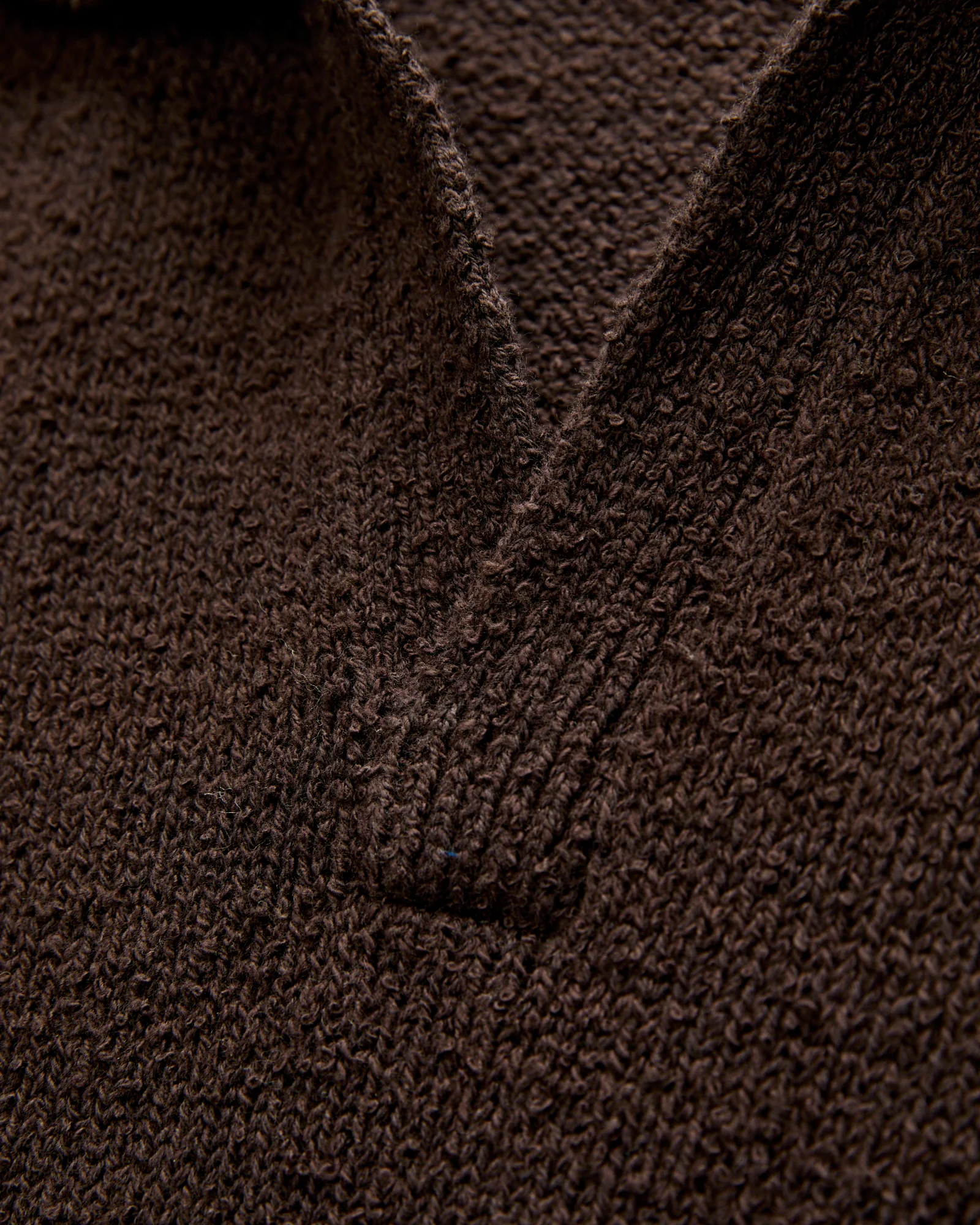 Long Sleeve Knit Polo in Bark Boucle - Image 4