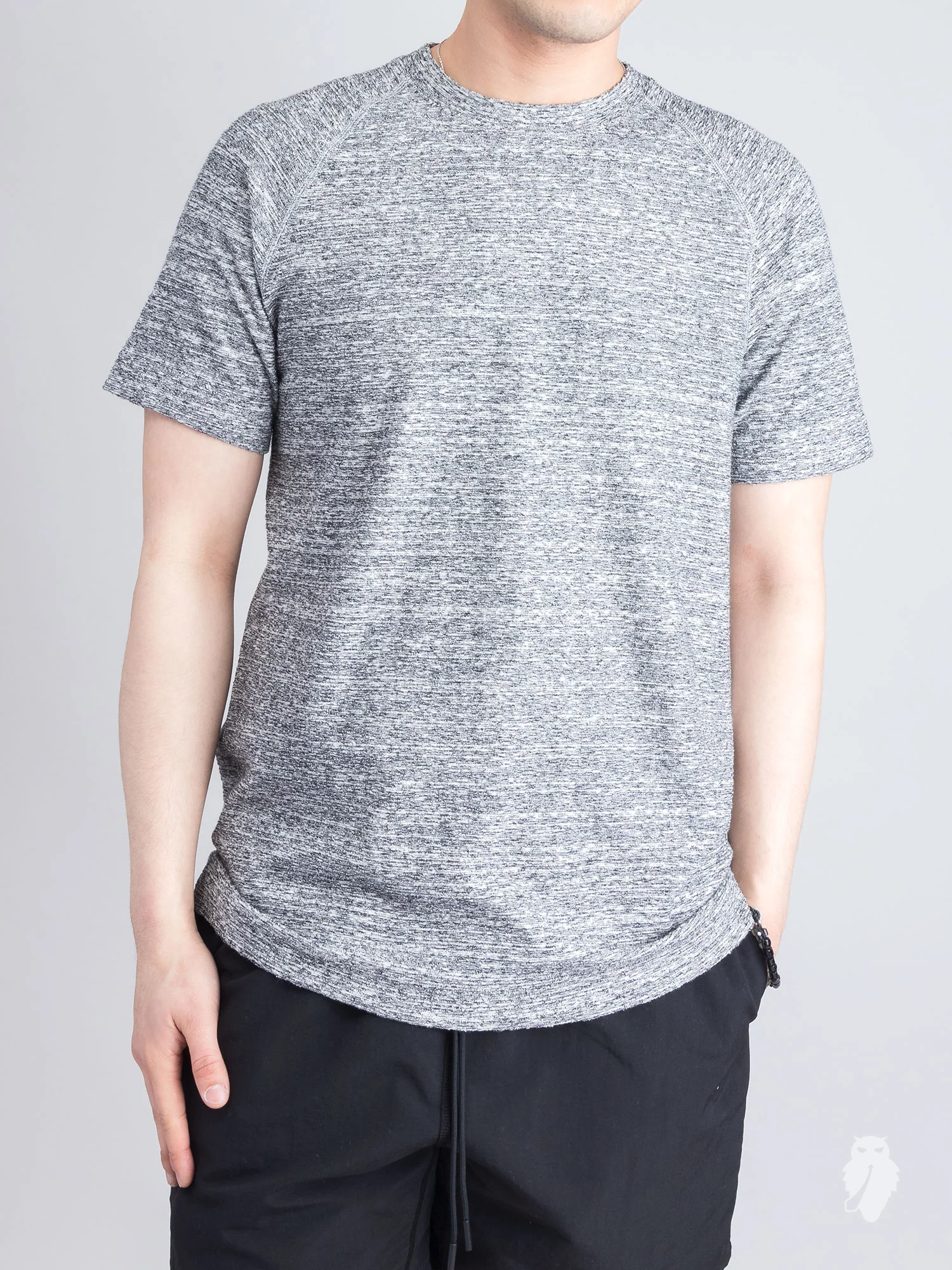 Loop Knit Raglan T-Shirt in Static Black - Image 2