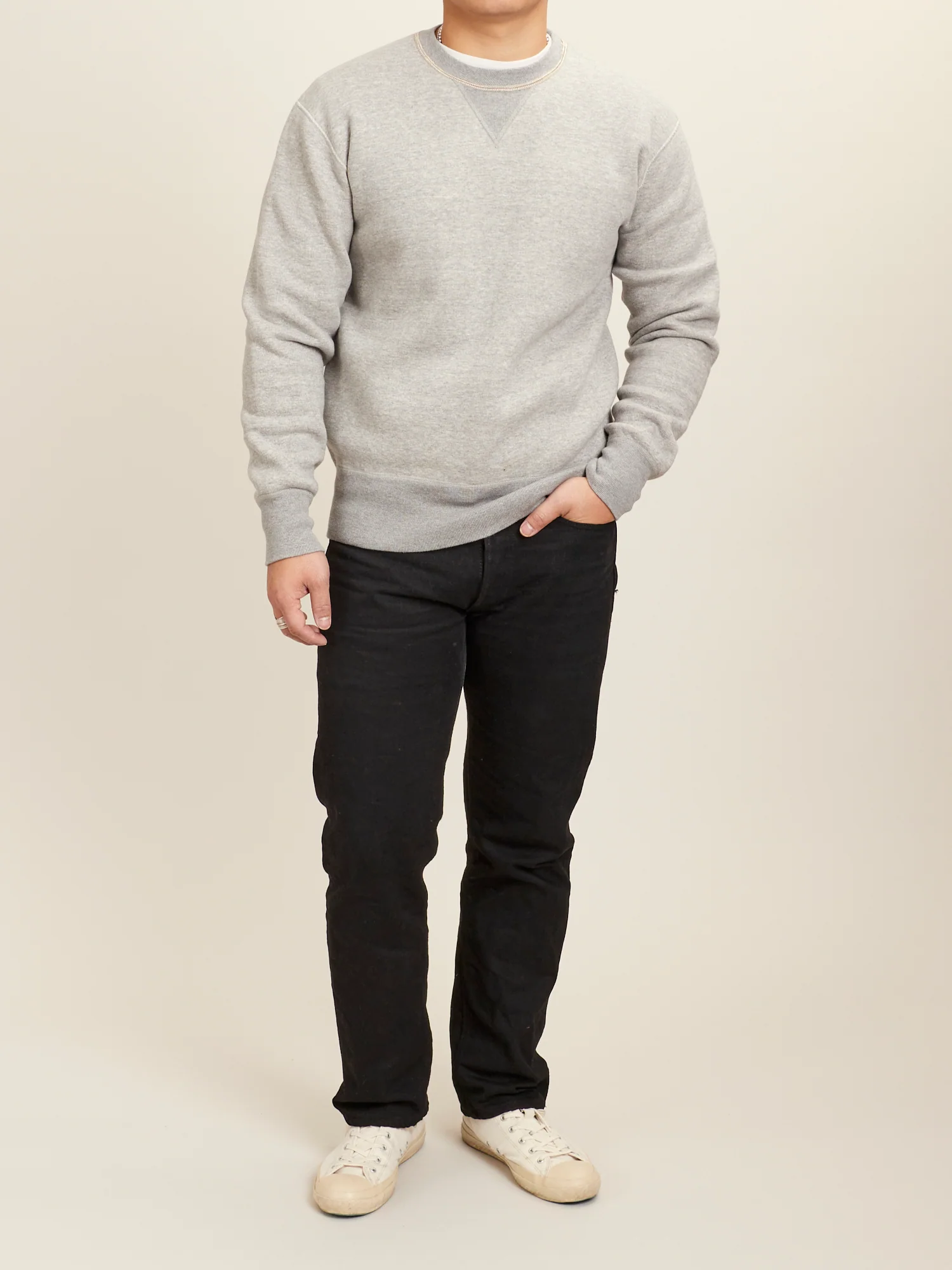 Loopwheel Crewneck Sweatshirt in Heather Grey - Image 7