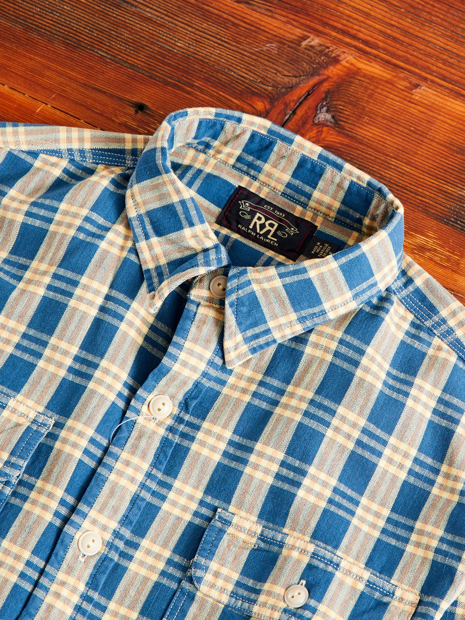 Matlock Plaid Workshirt in Blue Yellow - Image 3