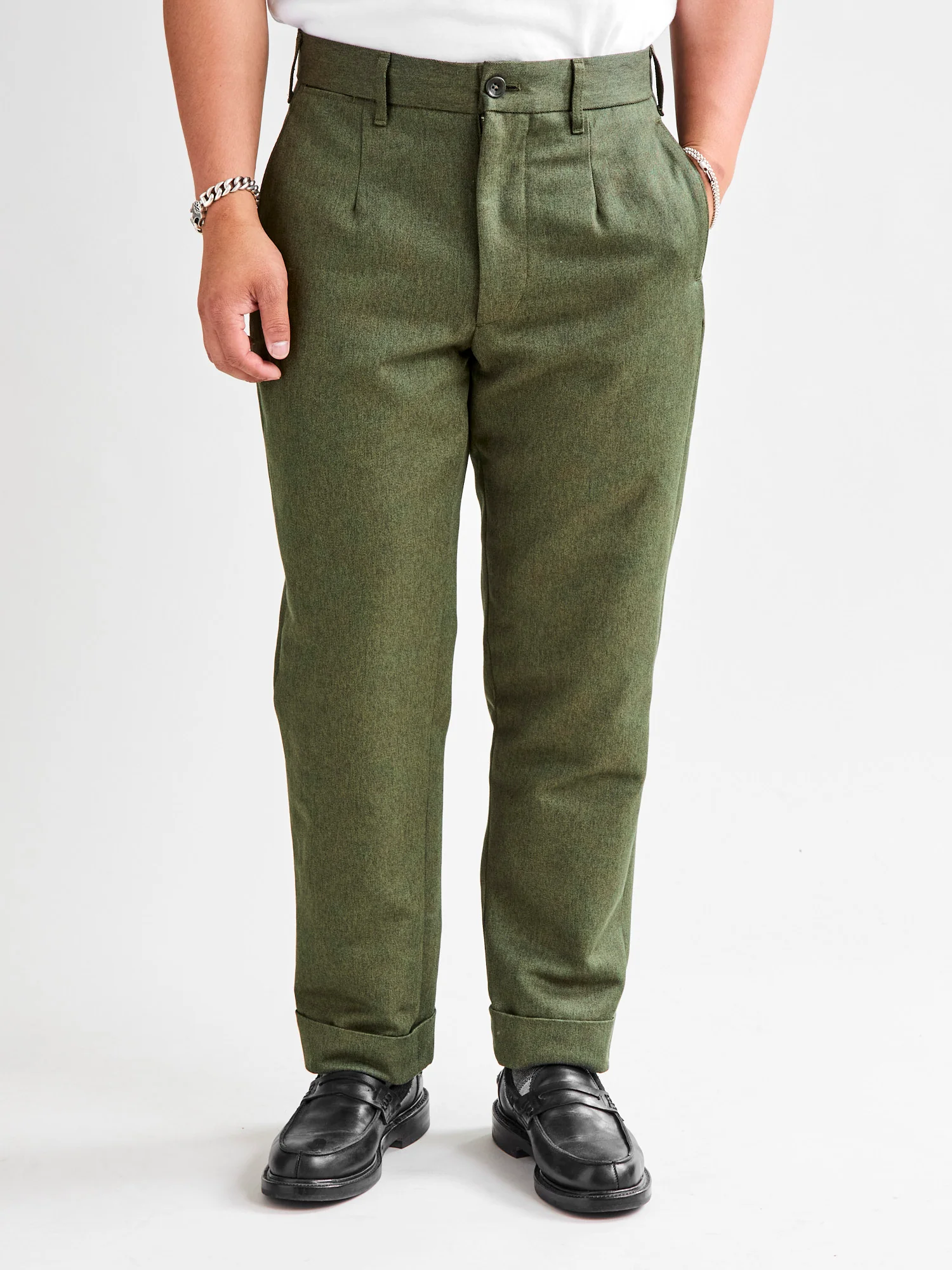 Melange Twill Andover Pants in Olive - Image 2