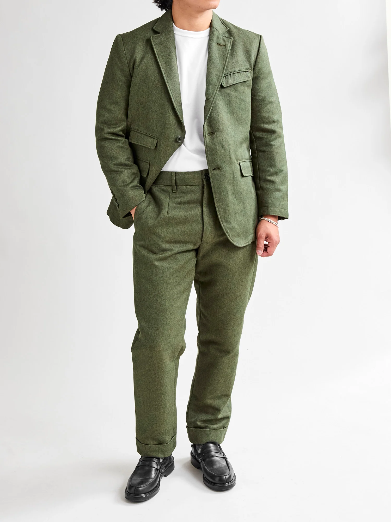 Melange Twill Andover Jacket in Olive - Image 14