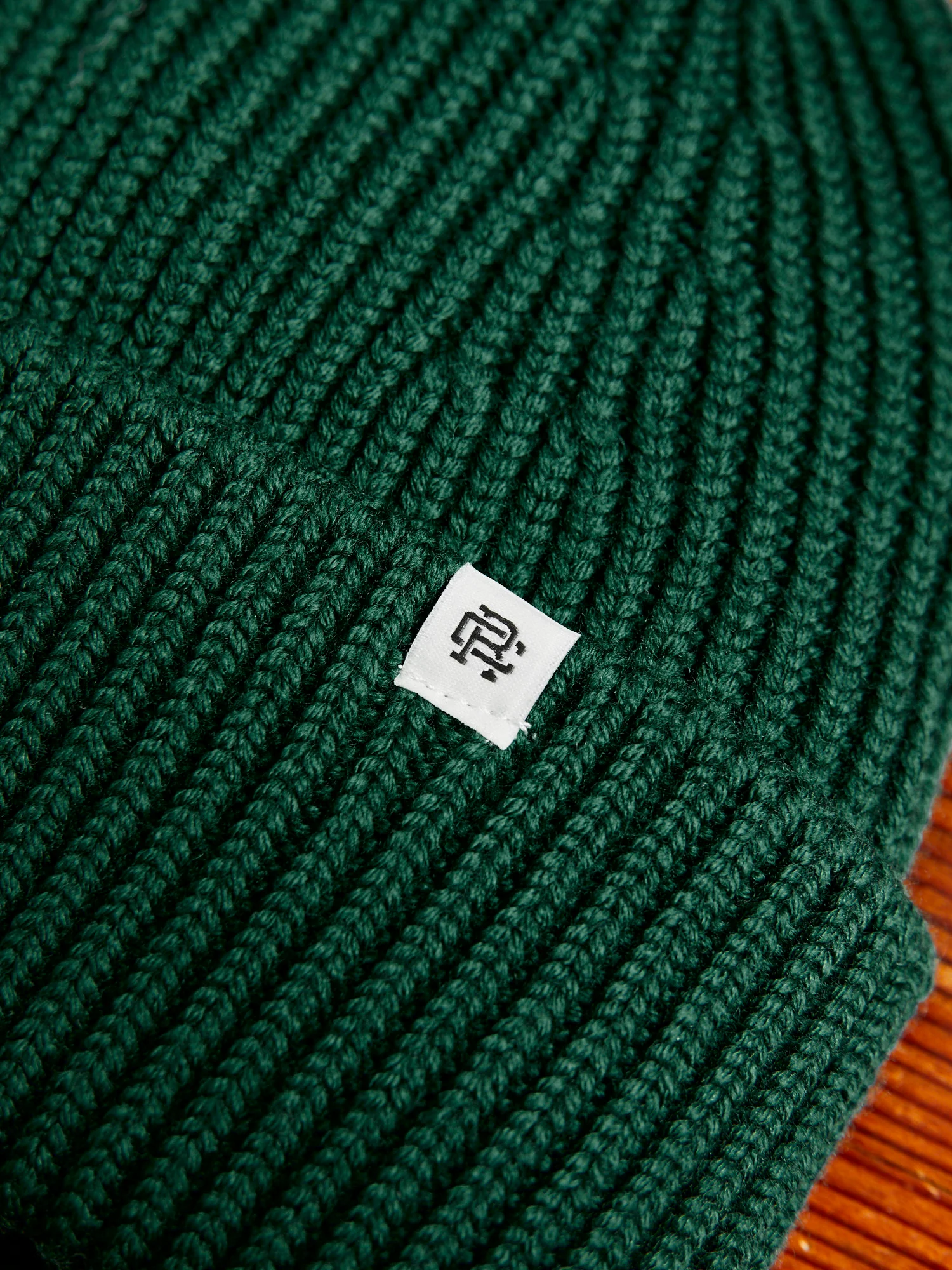 Merino Wool Watch Cap Beanie in British Racing Green - Image 2