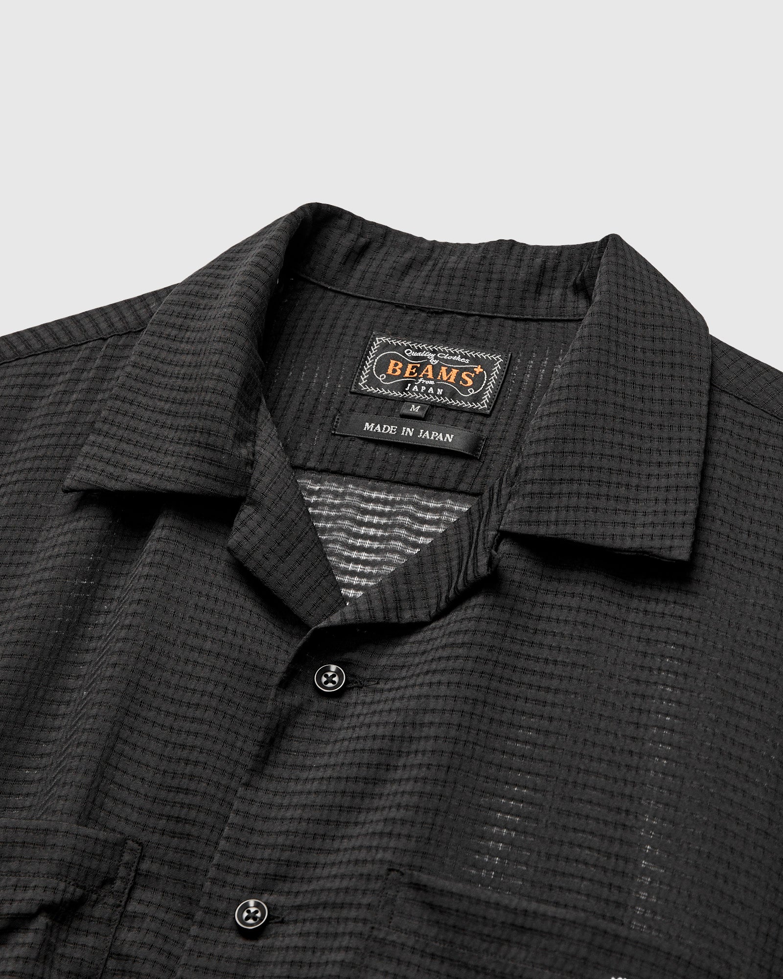 Mesh Open Collar Shirt in Black - Image 3