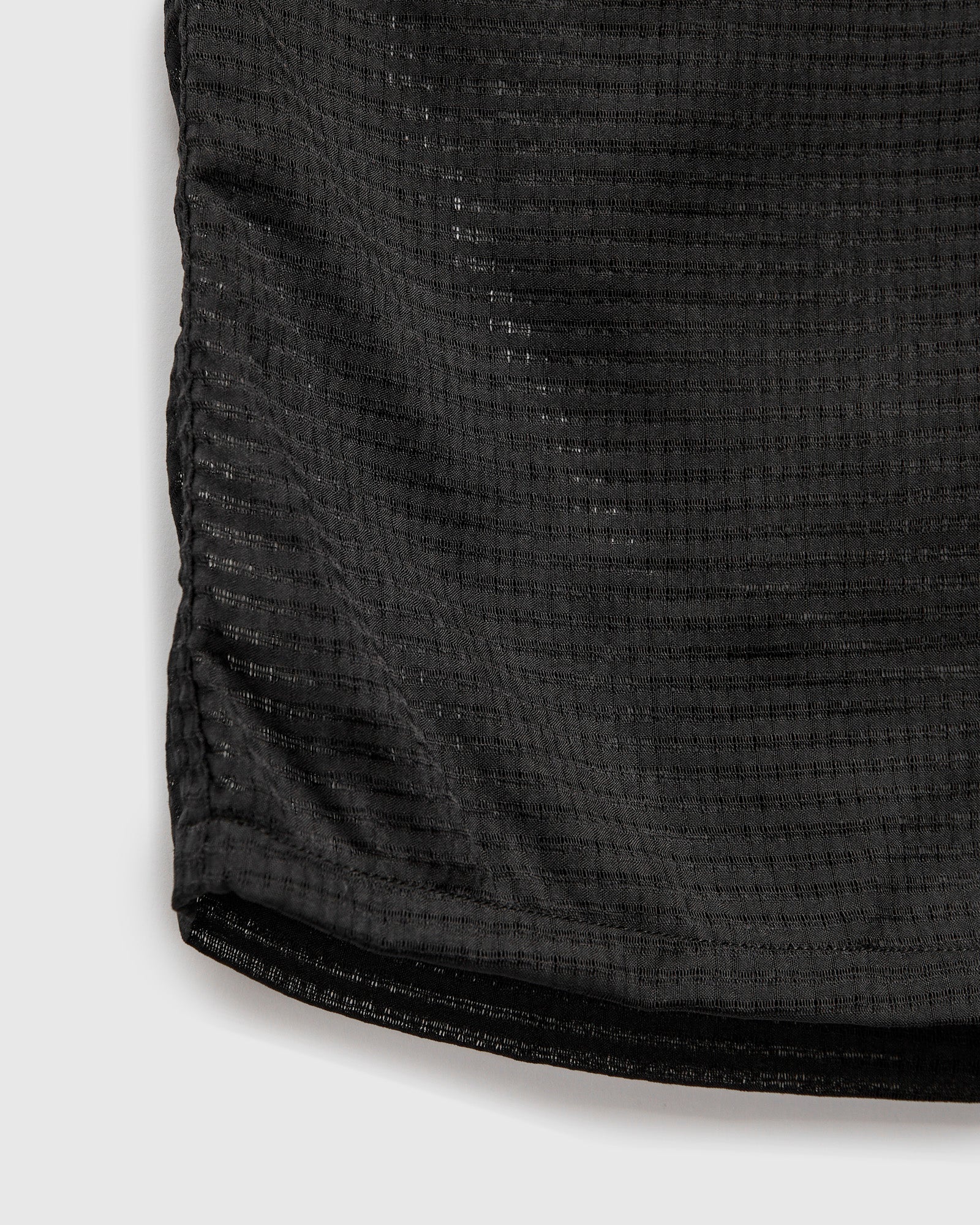 Mesh Open Collar Shirt in Black - Image 6
