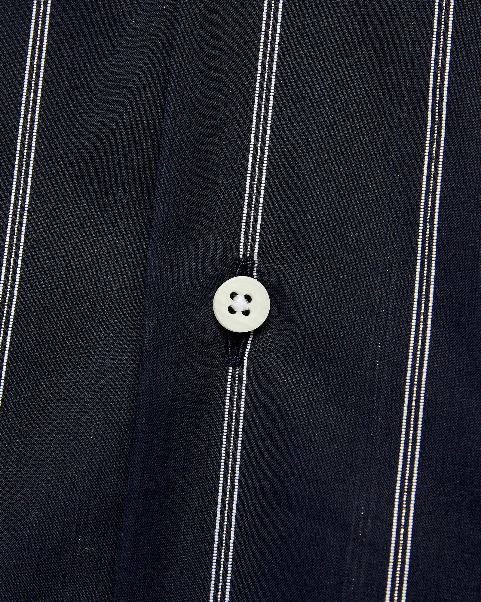 Metallic Voile Stripe Camp Shirt in Navy - Image 5
