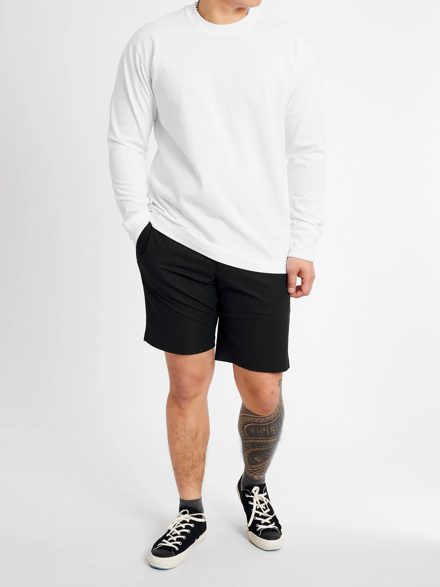 Midweight Jersey Long Sleeve T-Shirt in White - Image 9