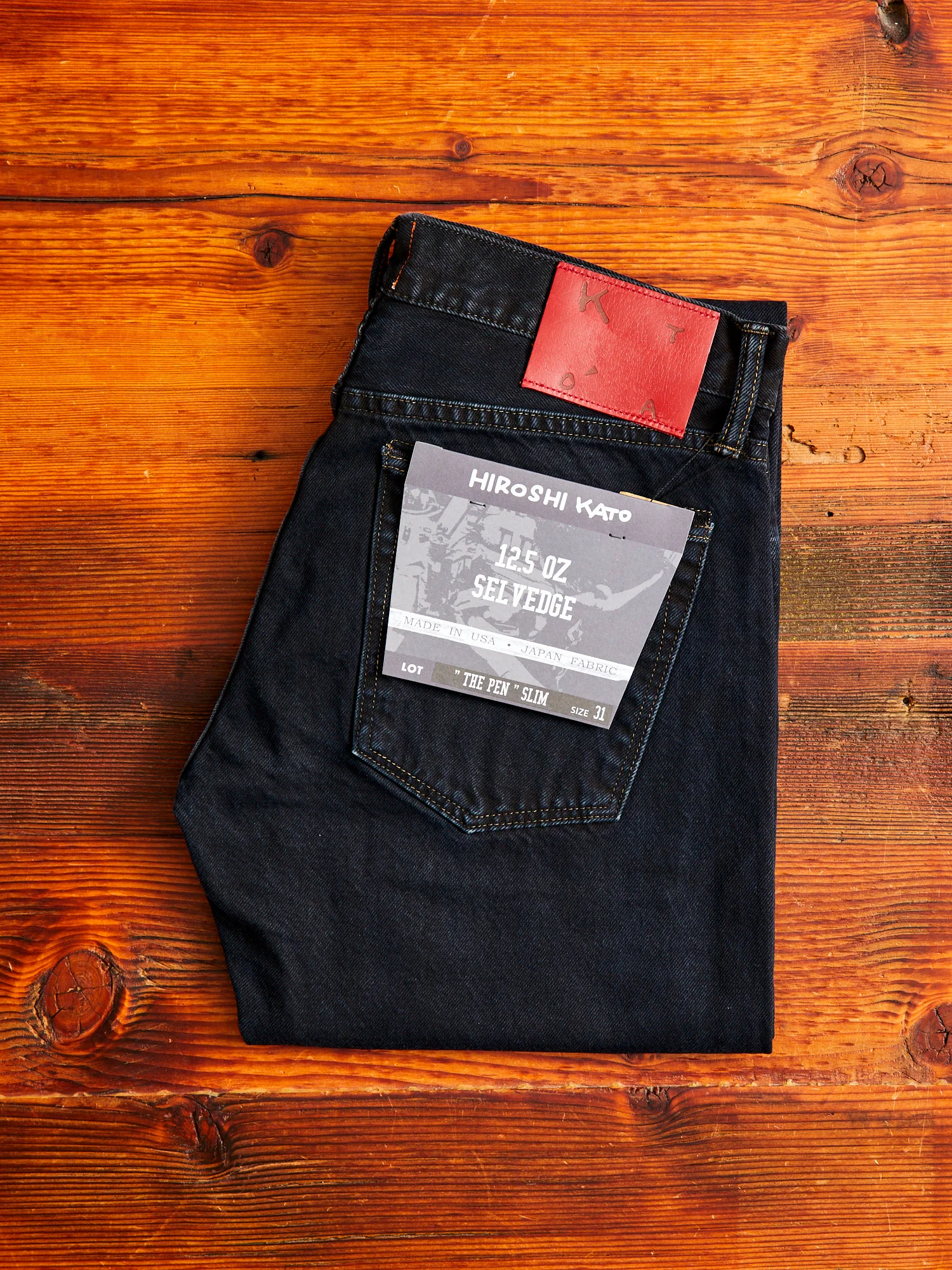"Miles" 12.5oz Natural Slub Black Overdye Selvedge Denim - Pen Slim - Image 3