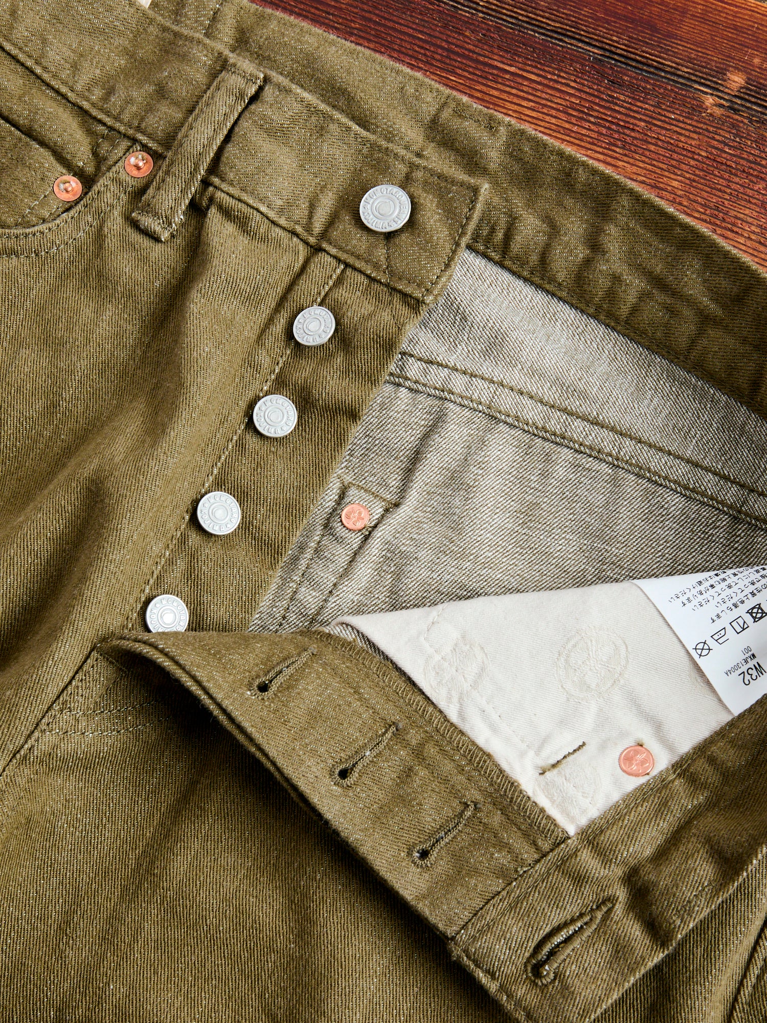 MJXE1300 "British Army Green" 10.5oz Selvedge Denim - Relaxed Tapered Fit - Image 7