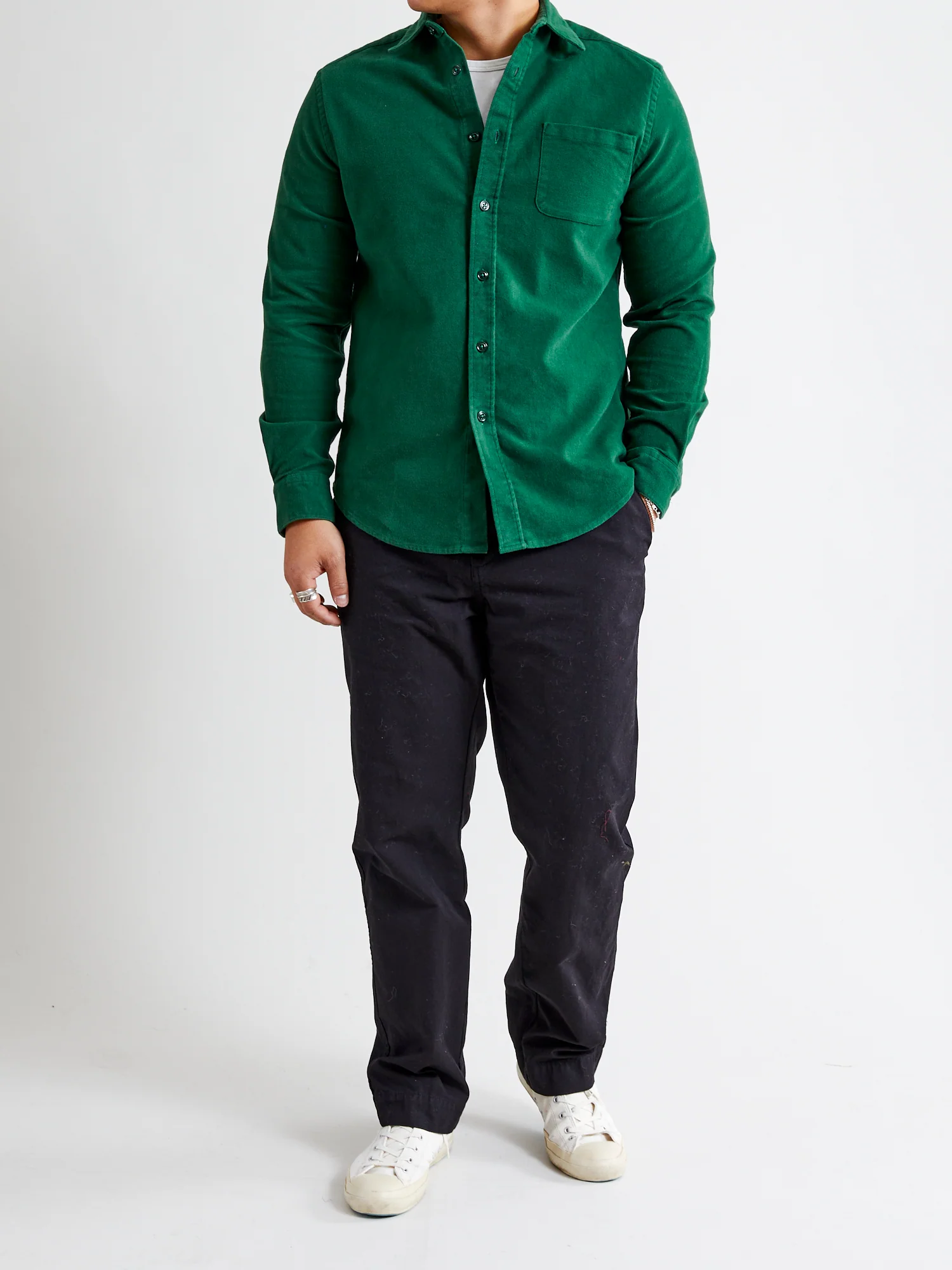 Moleskin Button-Up Shirt in Green - Image 9
