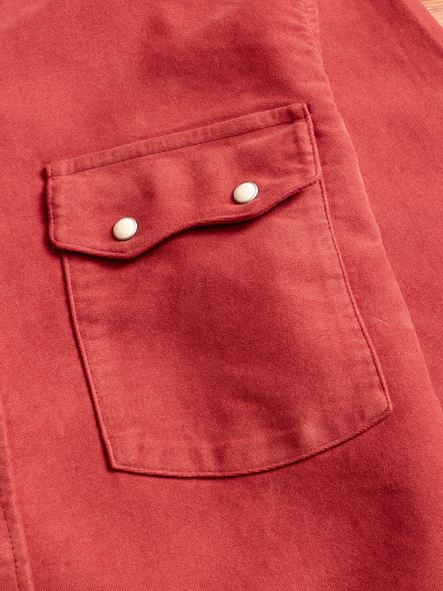 Moleskin Pearl Snap Shirt in Merlot - Image 4