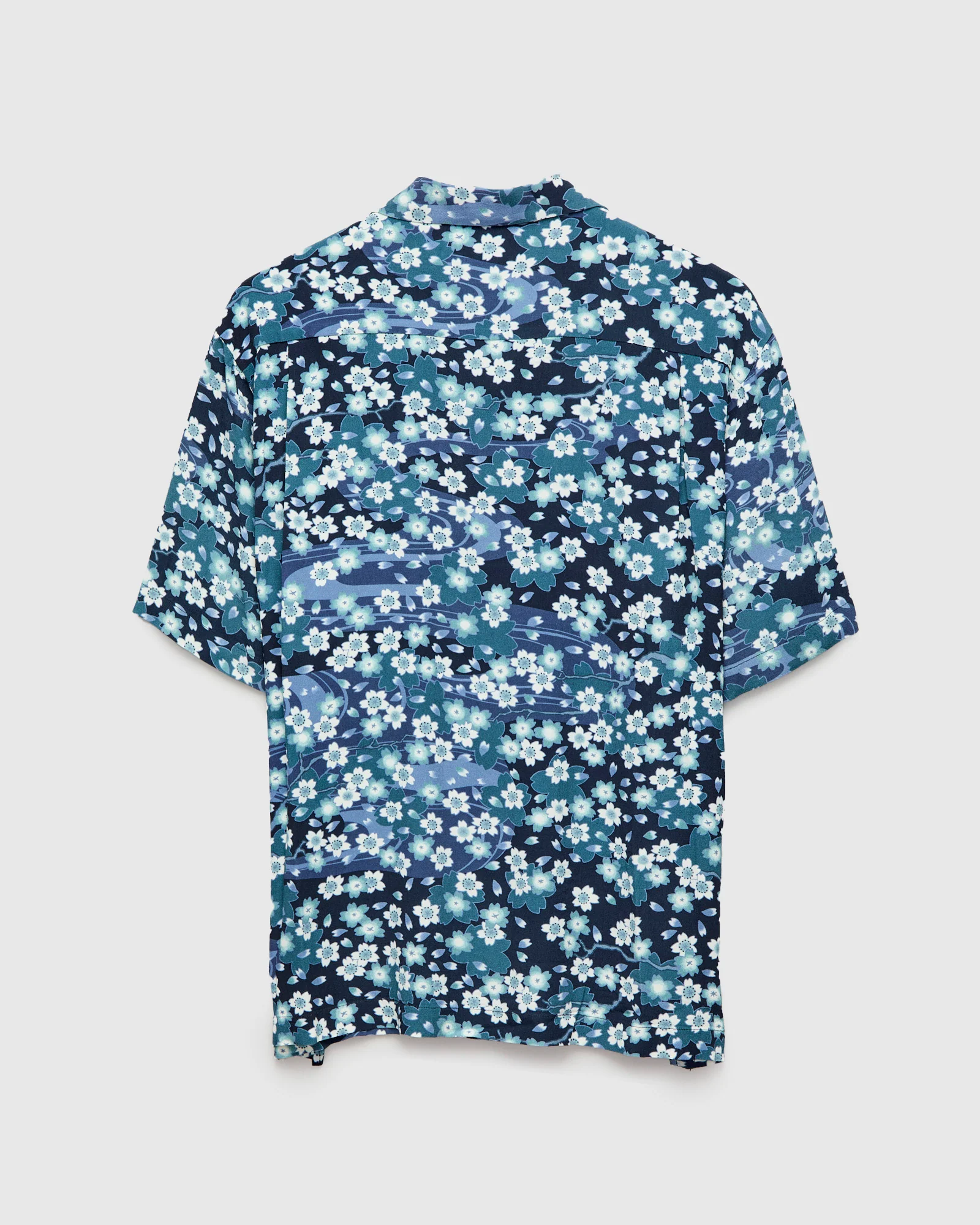 "Nagare Sakura" SS Aloha Shirt in Dark Navy - Image 2