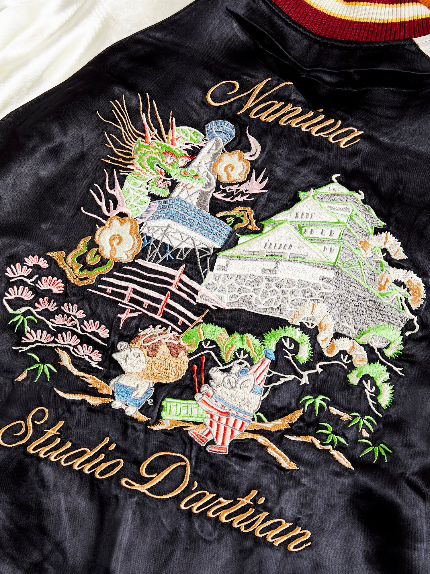 "Naniwa" Reversible Sukajan Souvenir Jacket in Black/Blue - Image 12