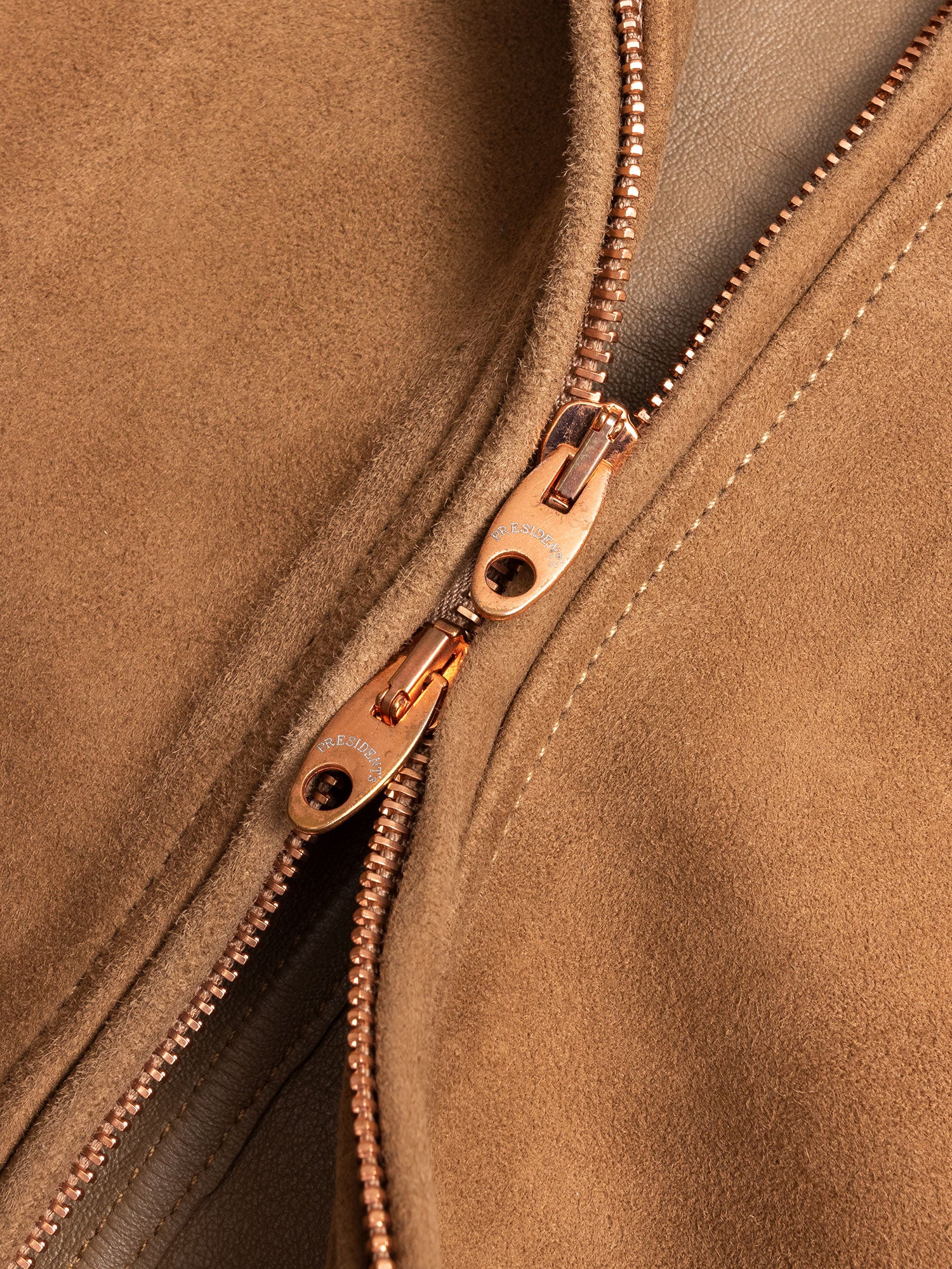 Nappa Suede Bomber Jacket in Beige - Image 4