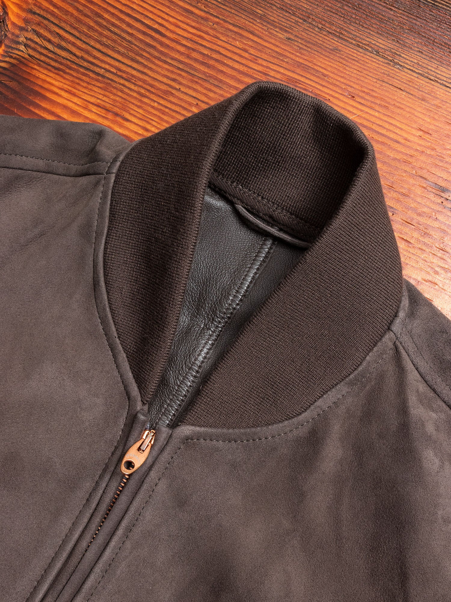 Nappa Suede Bomber Jacket in Charcoal - Image 3