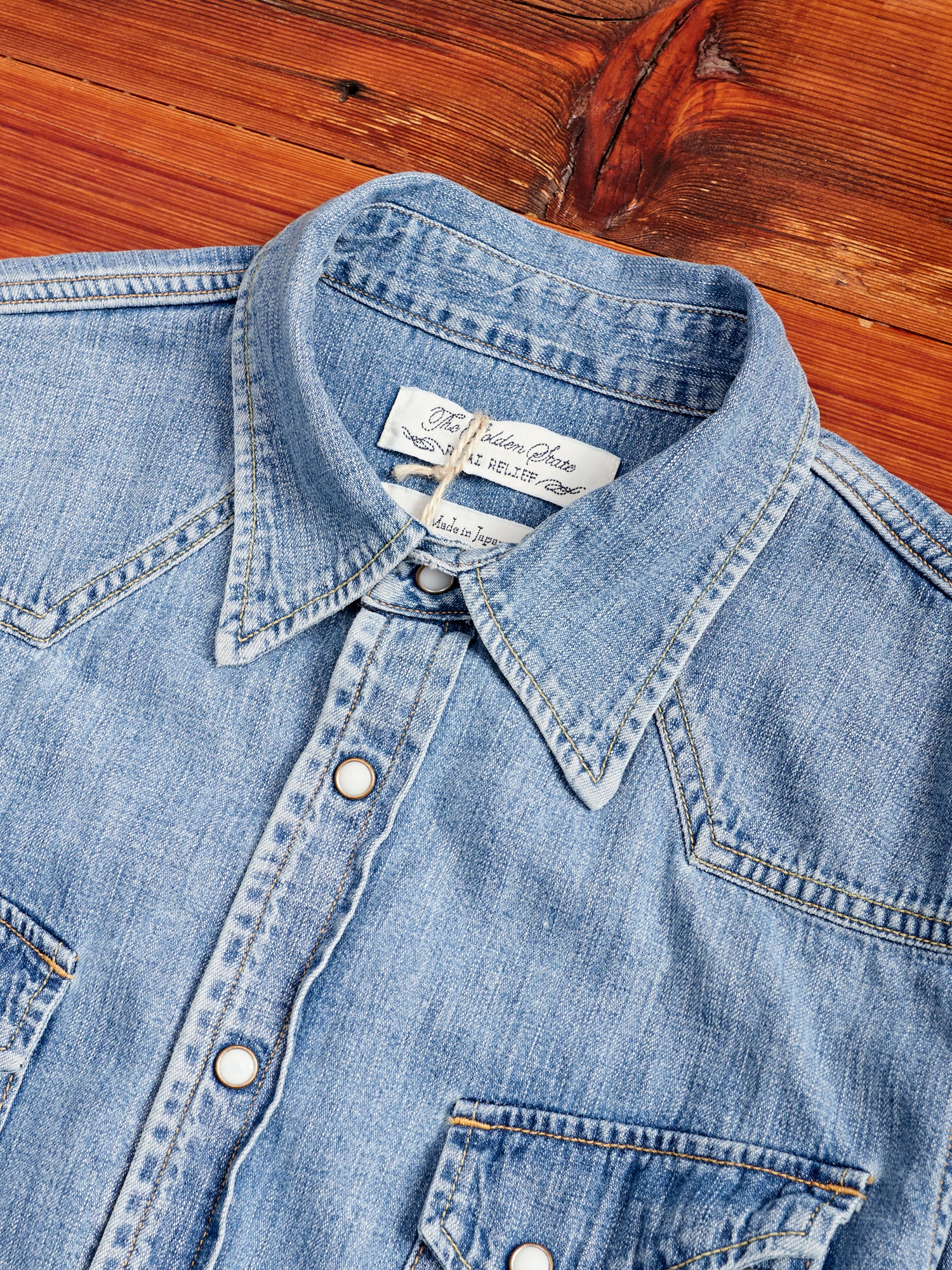 Natural Finish Denim Western Shirt in Distressed Indigo - Image 3