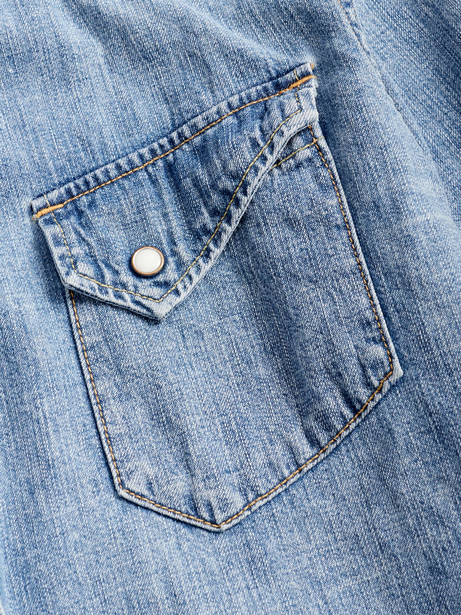 Natural Finish Denim Western Shirt in Distressed Indigo - Image 4