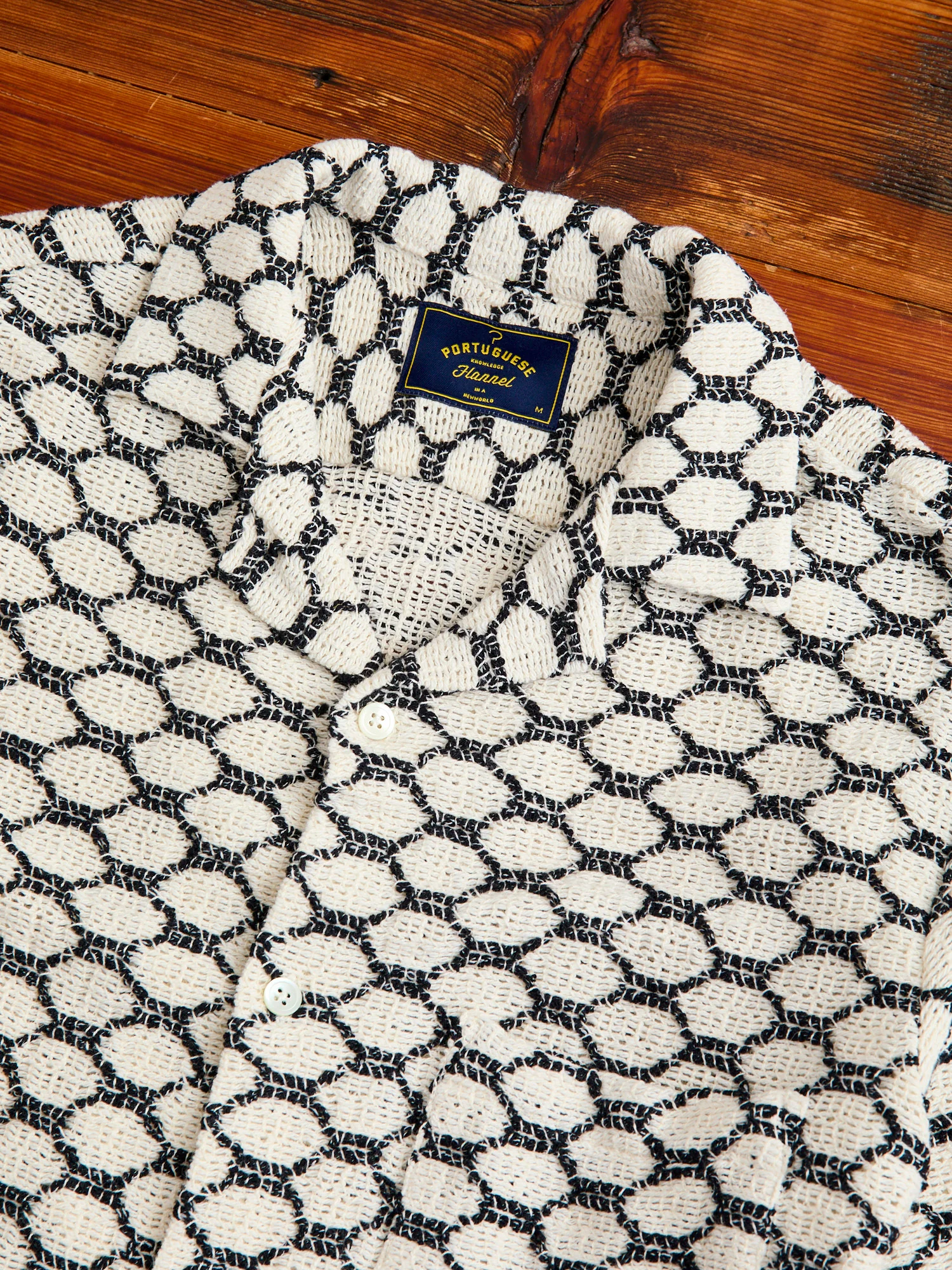 Net Button-Up Shirt in Black - Image 3