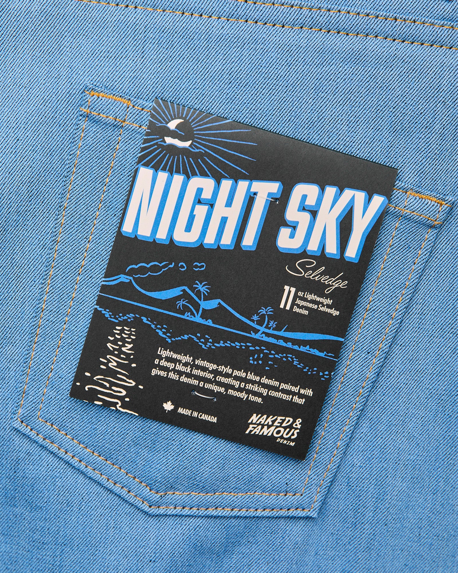 "Night Sky" 11oz Pale Indigo Selvedge Denim - Easy Guy Fit - Image 6