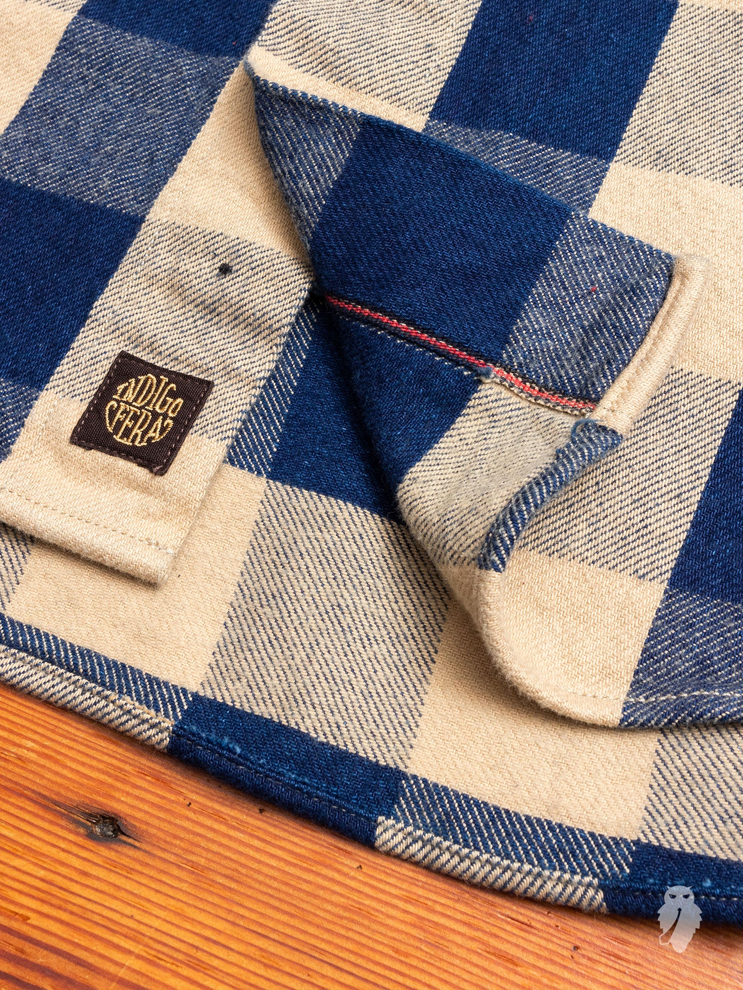 Norris Selvedge Flannel in Indigo/Beige - Image 7