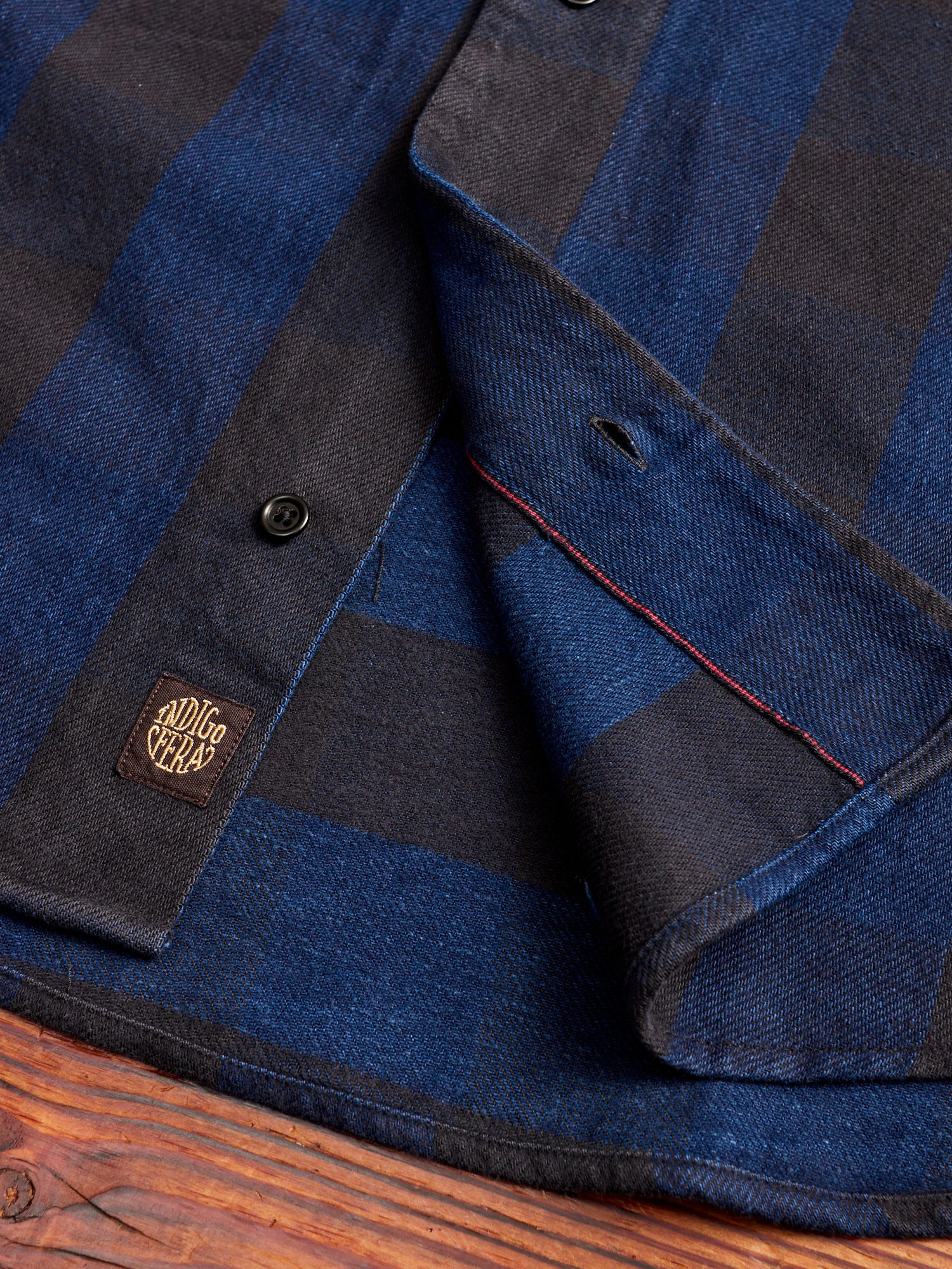 Norris Selvedge Flannel in Indigo/Black - Image 6