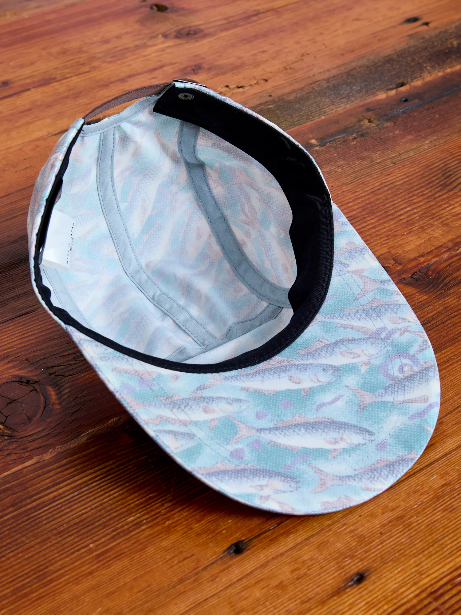 Nylon Print Water Film Fishing Cap in Aqua - Image 7