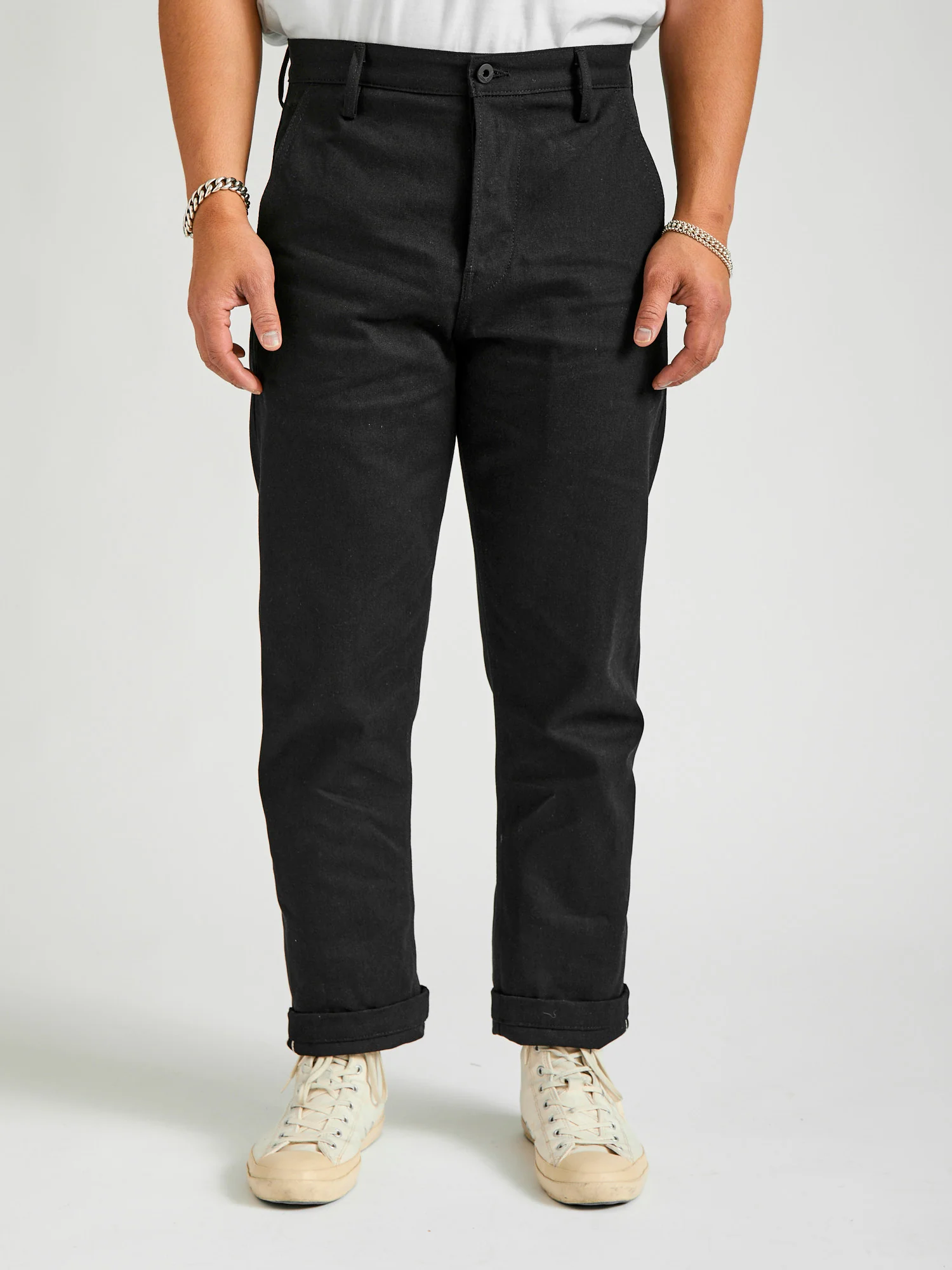 "Officer High Trouser" in 11oz Black Selvedge Denim - Image 2