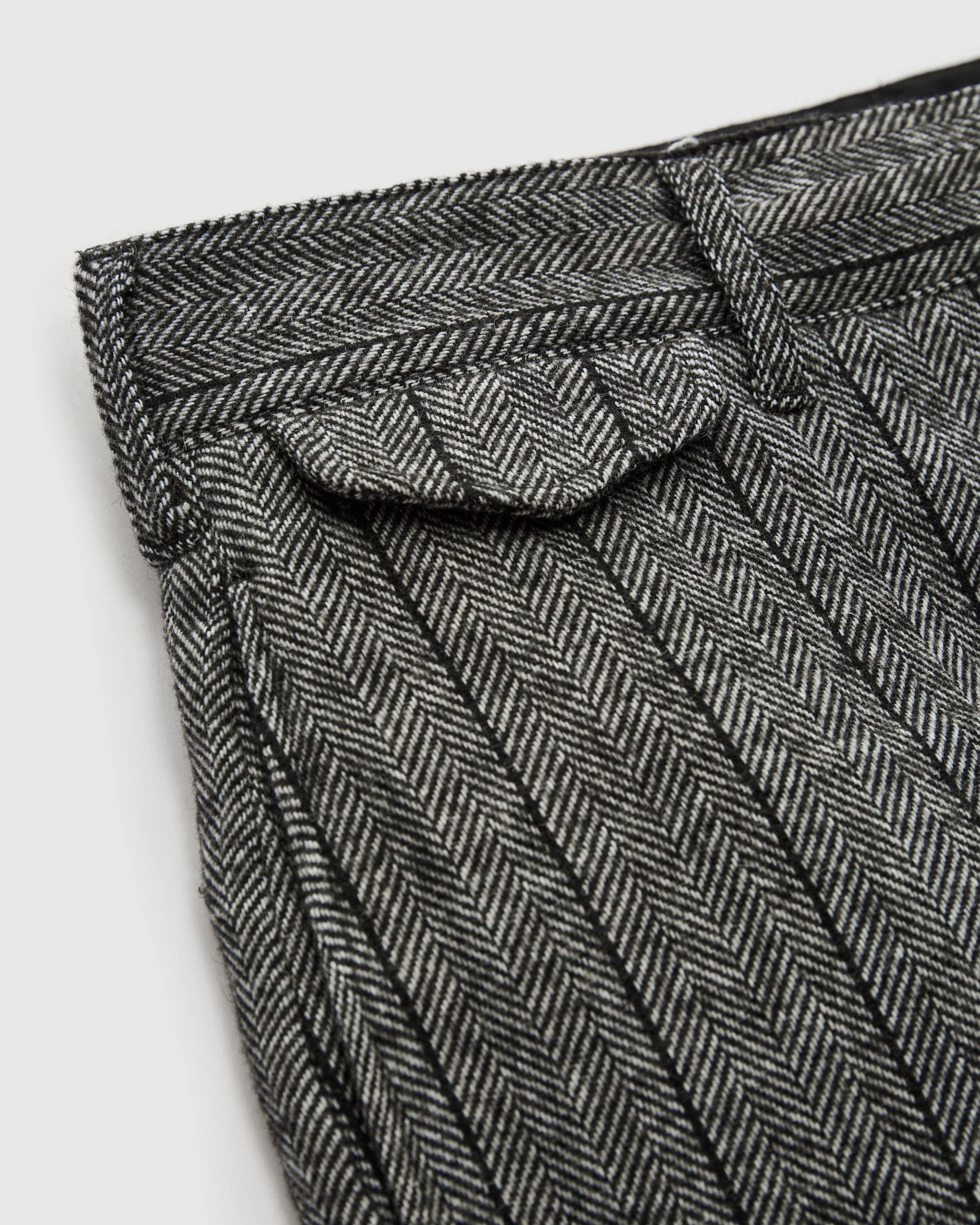 Officer Pants in Dark Grey Wool Striped HB - Image 5