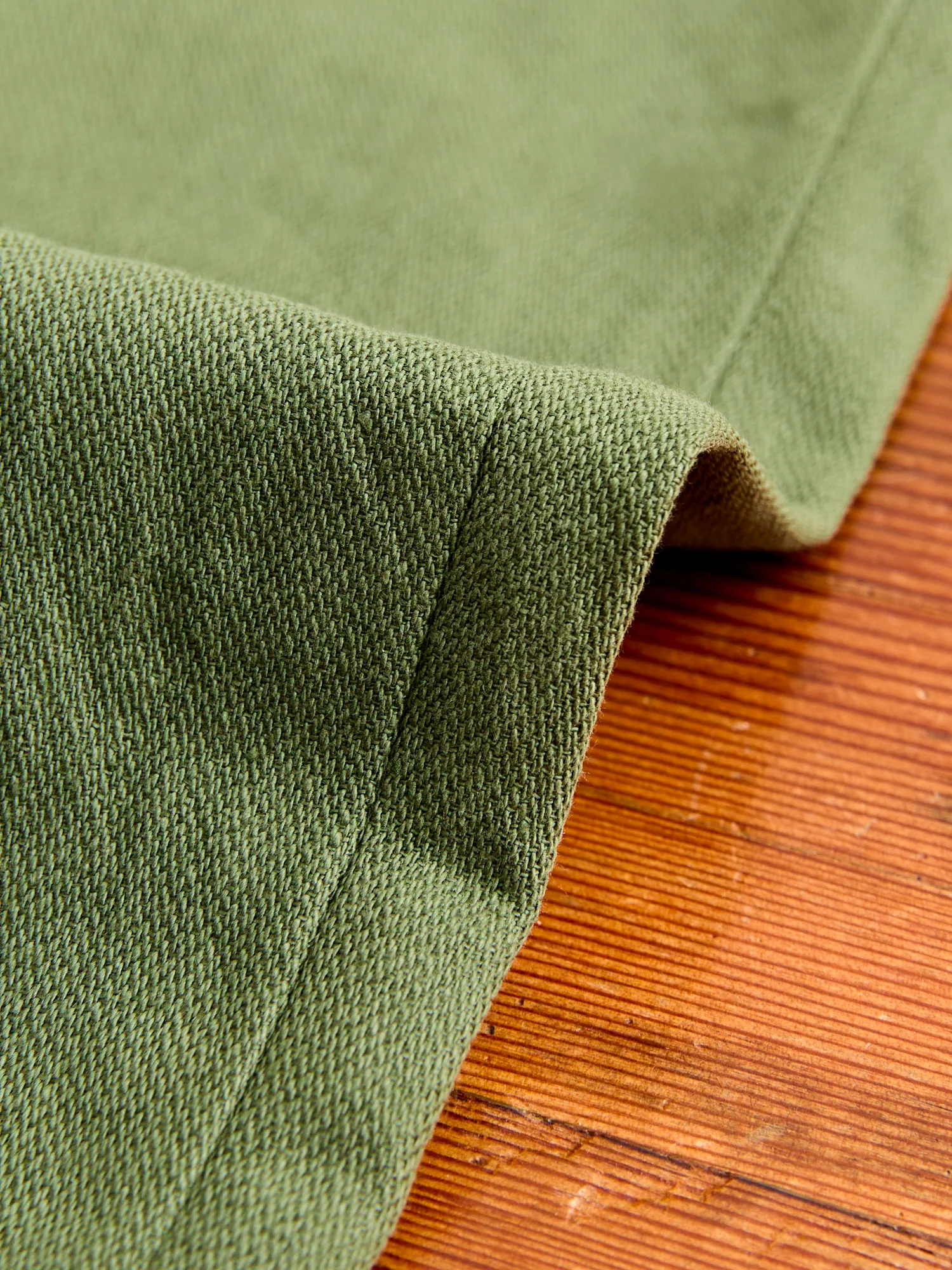 Officer Pants in Olive Cotton Hemp Satin - Image 9