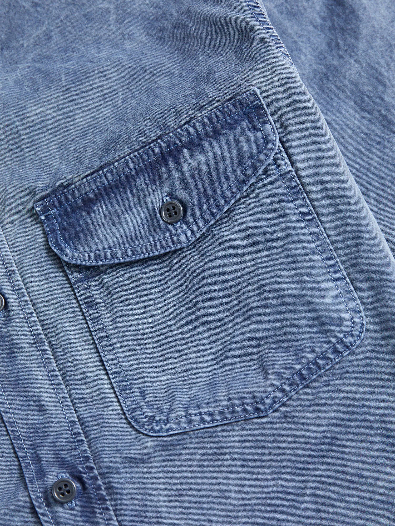 Old Japanese Twill Work Shirt in Smoke Blue - Image 4