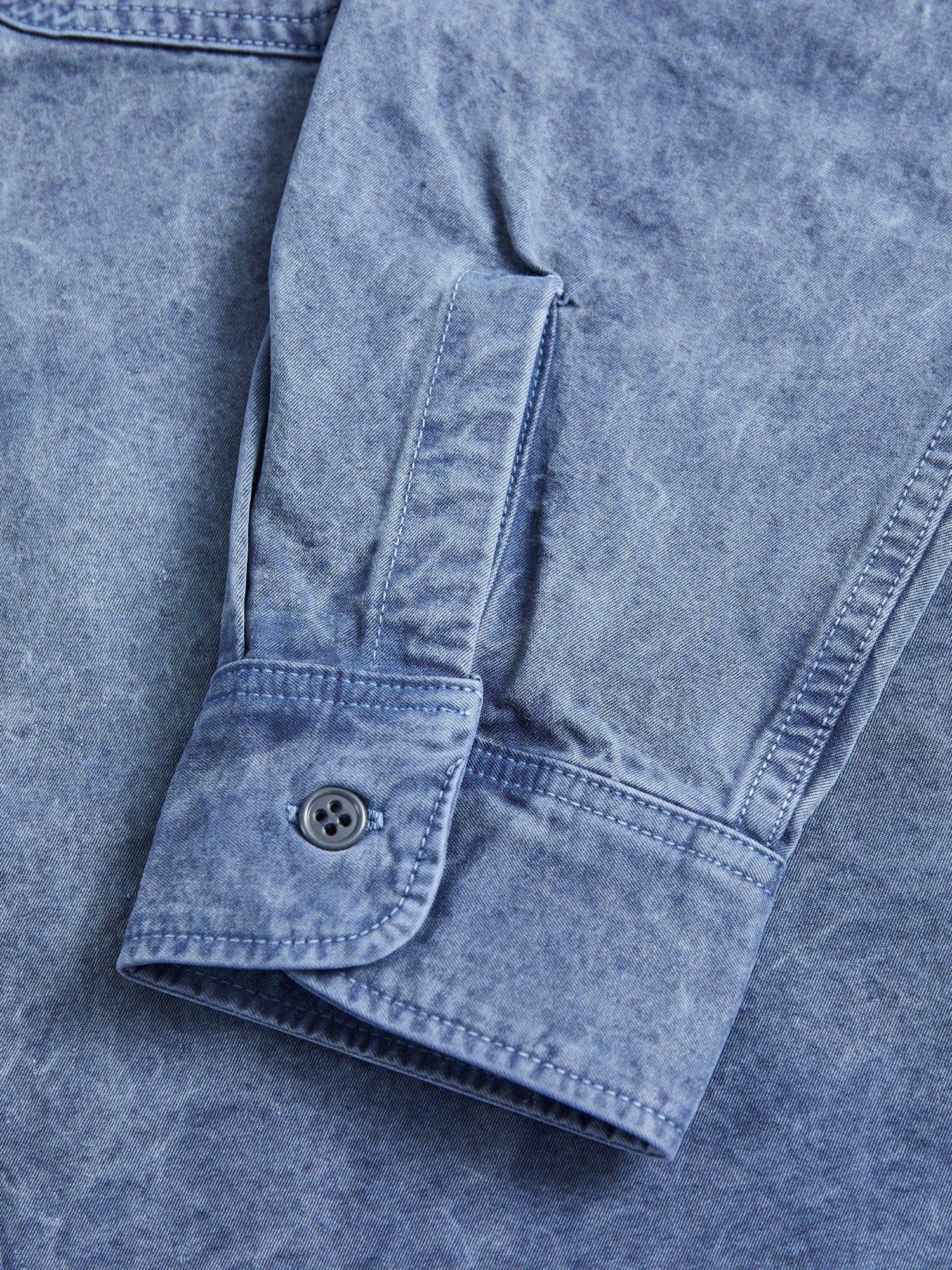 Old Japanese Twill Work Shirt in Smoke Blue - Image 6
