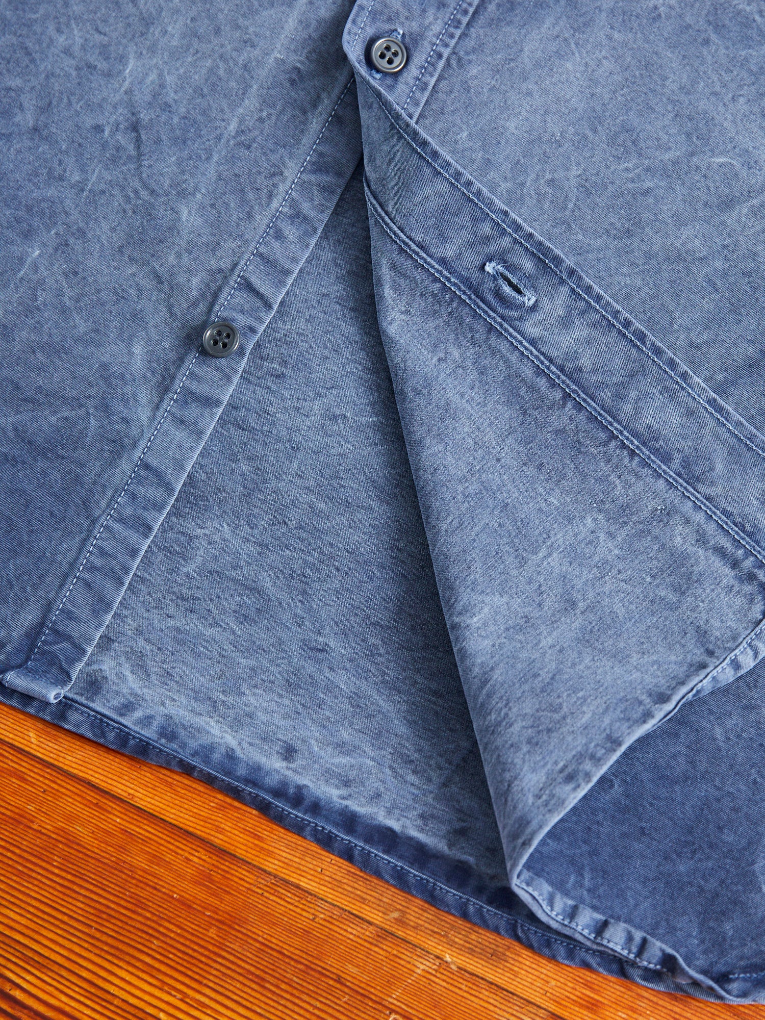 Old Japanese Twill Work Shirt in Smoke Blue - Image 7