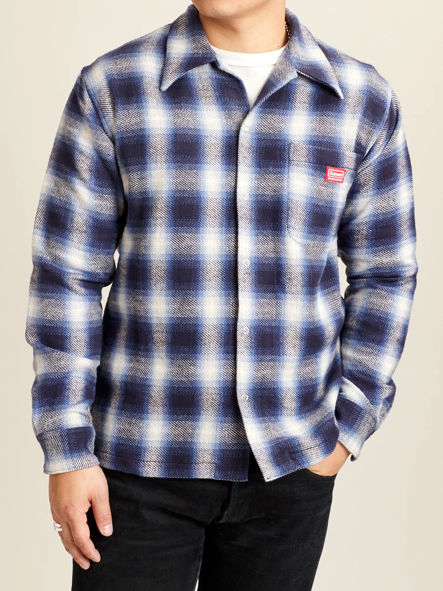 Ombre Open Collar Shirt in Blue - Image 2
