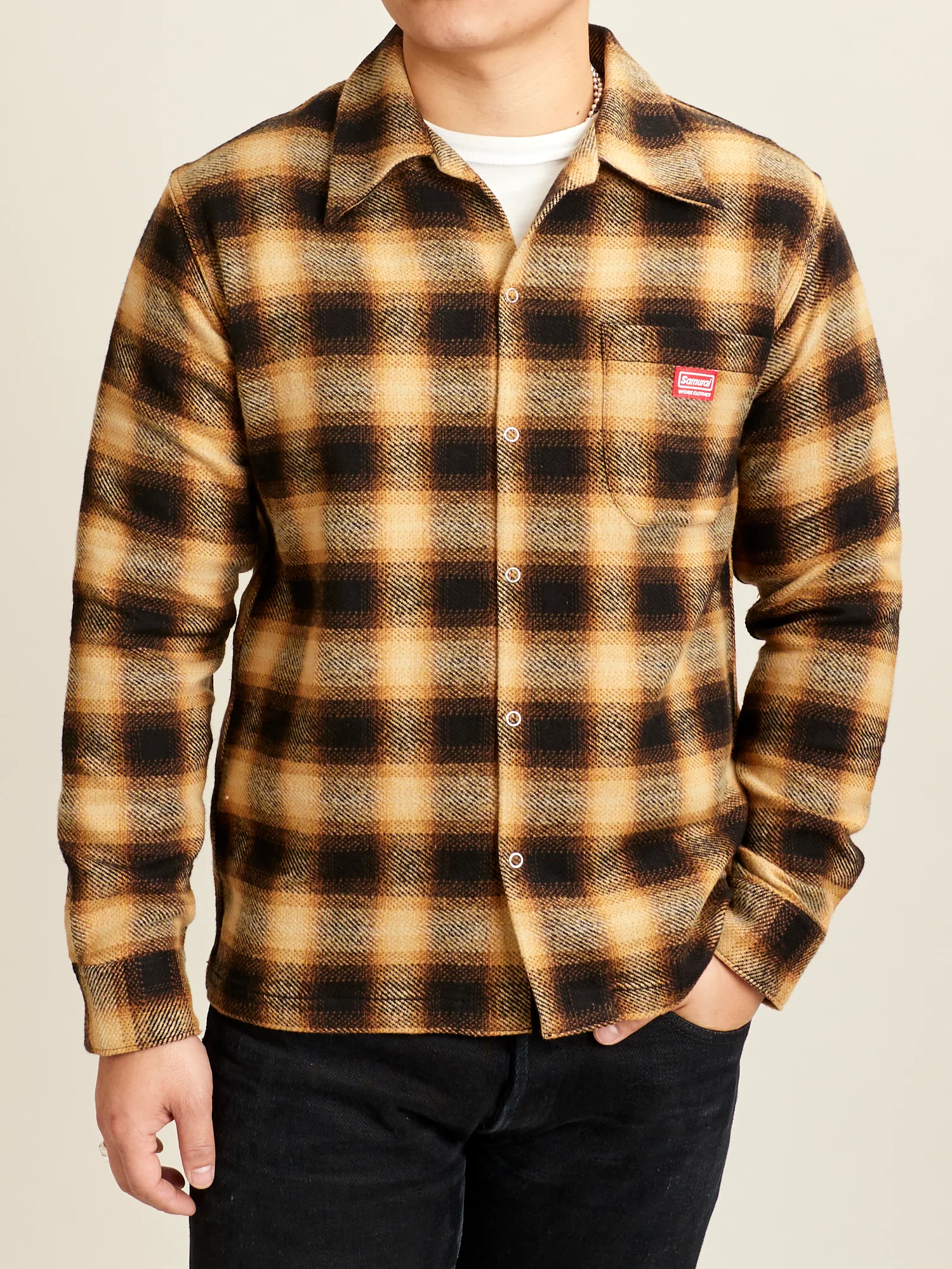 Ombre Open Collar Shirt in Yellow - Image 2