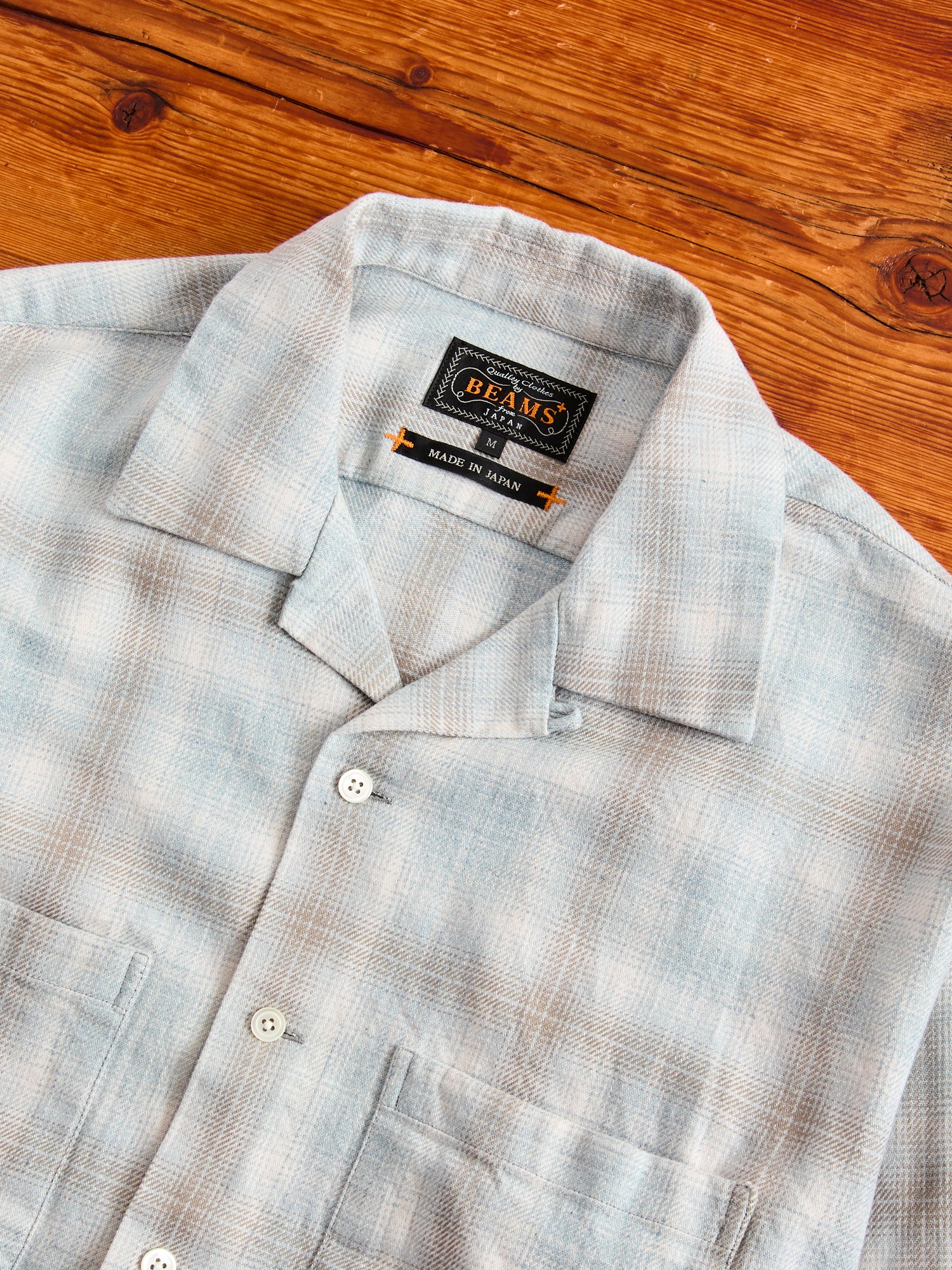 Open Collar Indigo Ombre Button-Down Shirt in Grey - Image 4