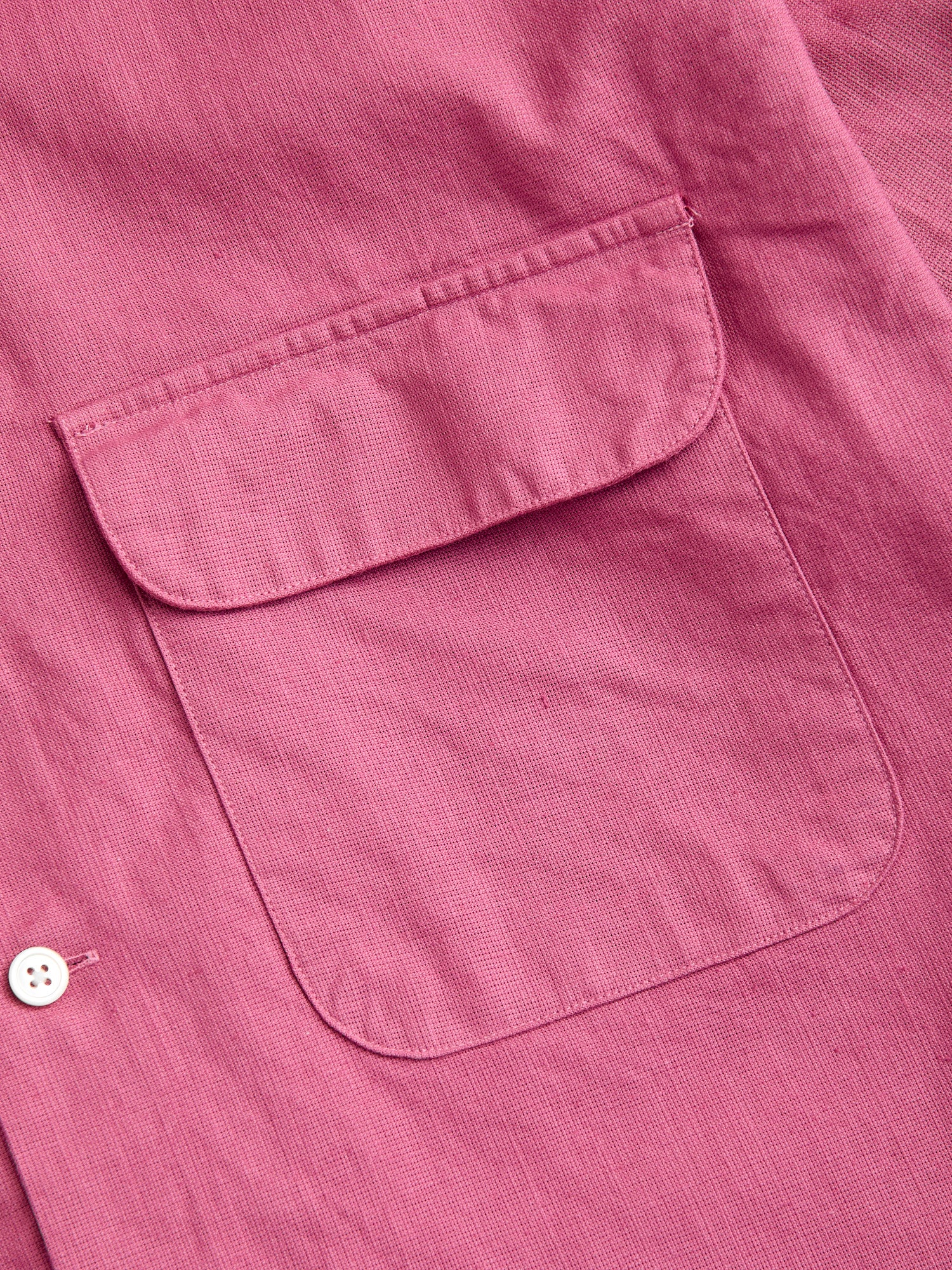 Panama Cloth Open Collar Shirt in Dusty Pink - Image 5