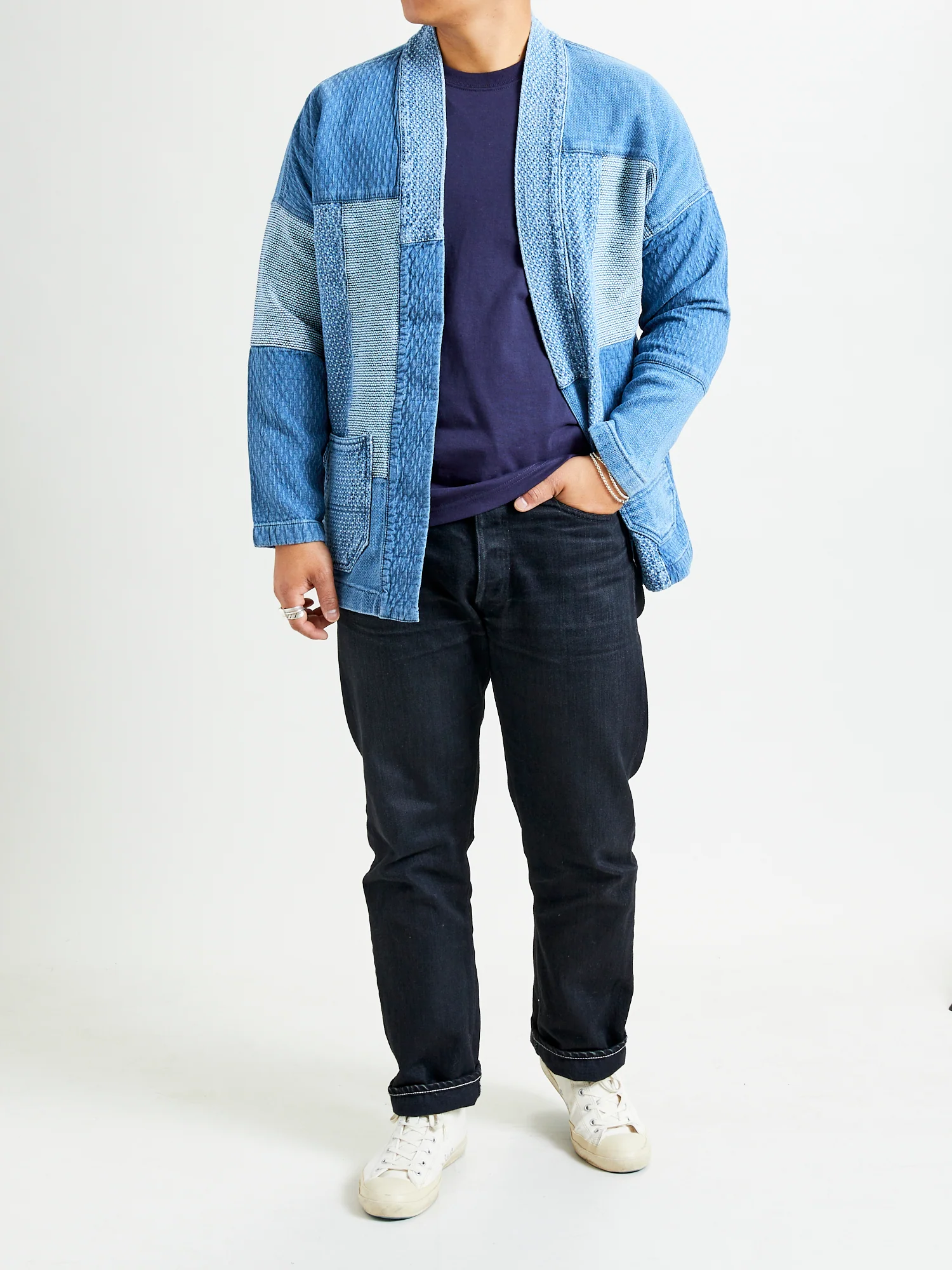 Patchwork Haori Jacket in Indigo 5-Year Wash - Image 8