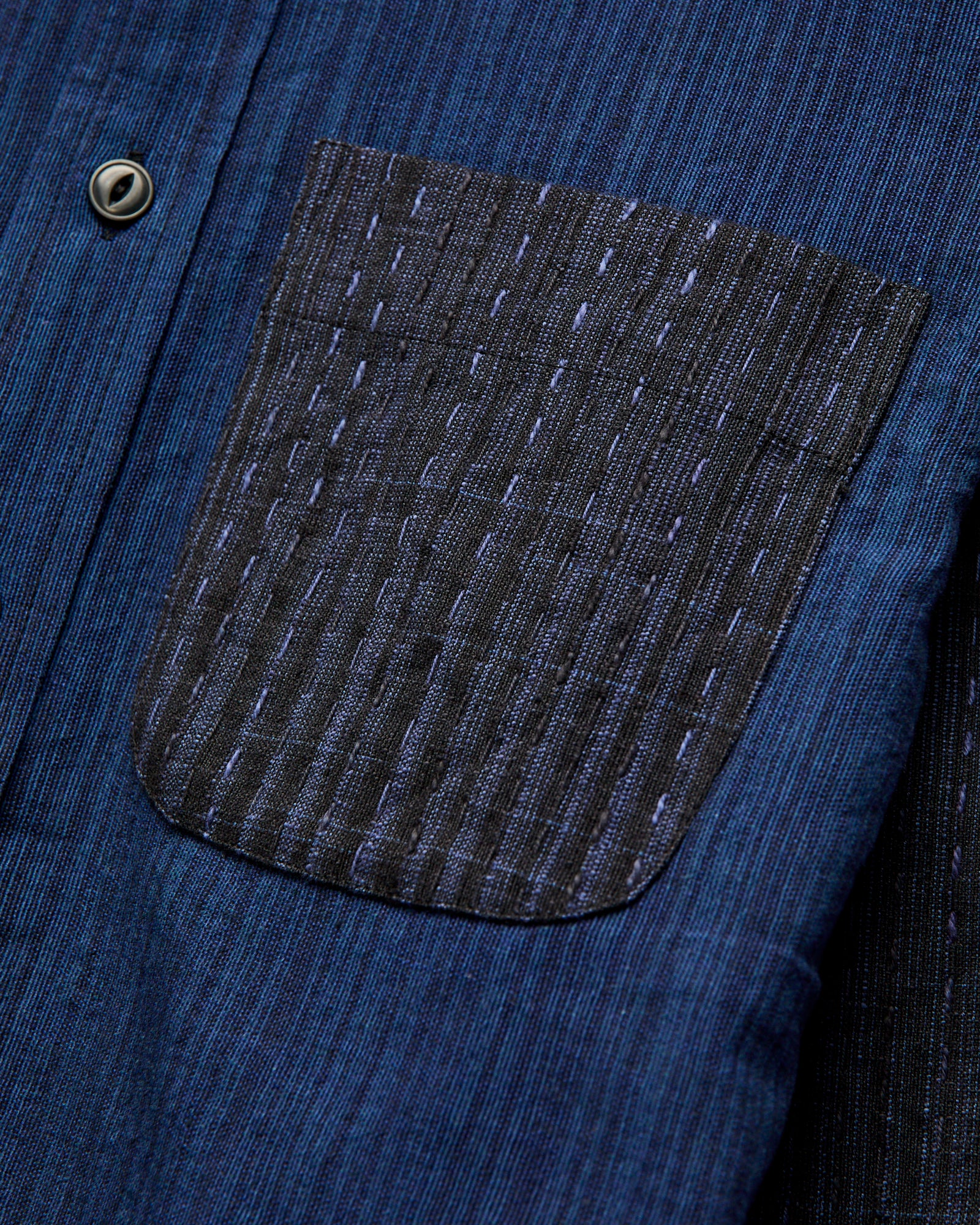 Patchwork Matty Overshirt in Iron Indigo Spacedye - Image 4