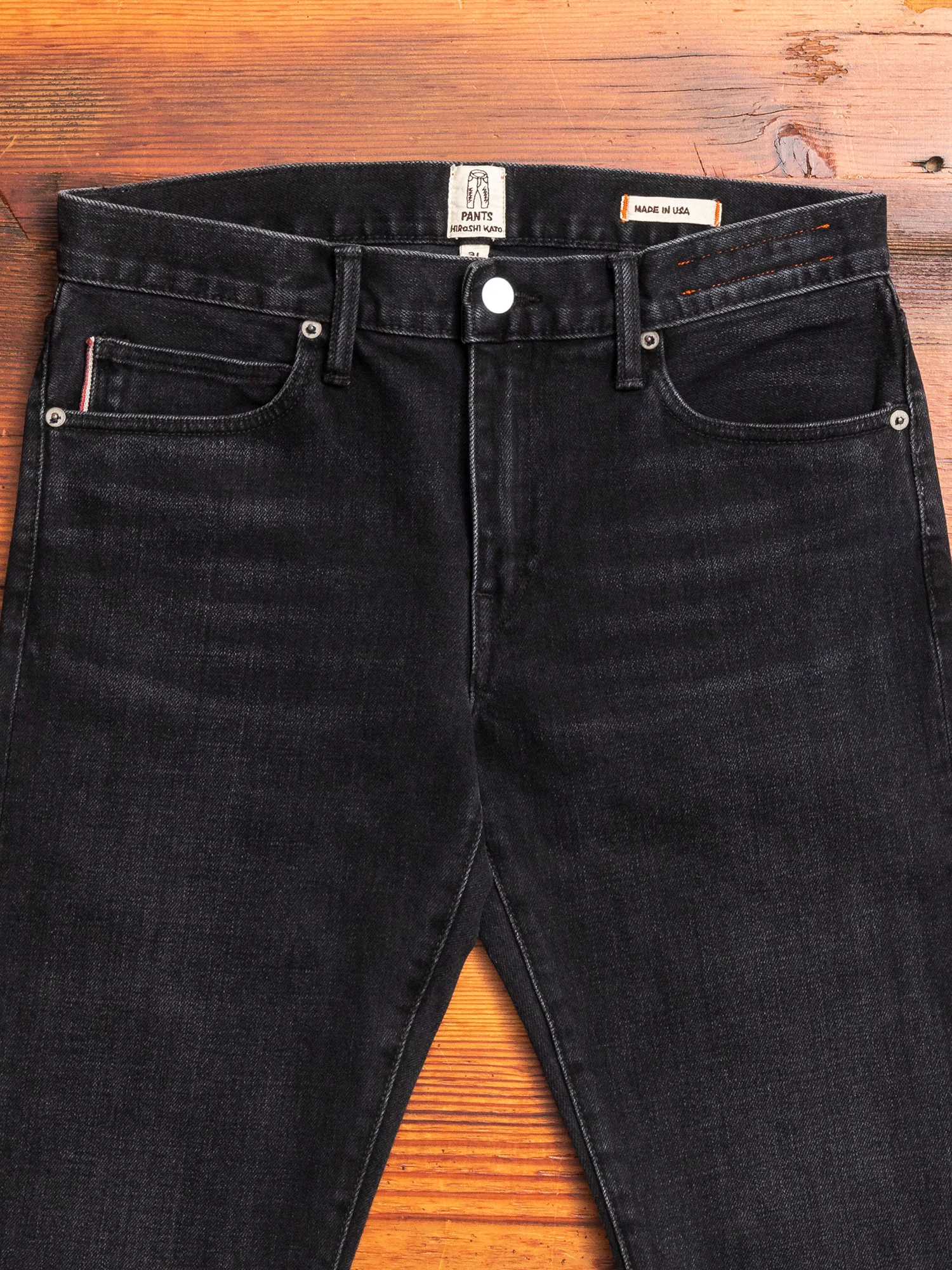 "Paul" 14oz Washed Black Stretch Selvedge Denim - Pen Slim - Image 4