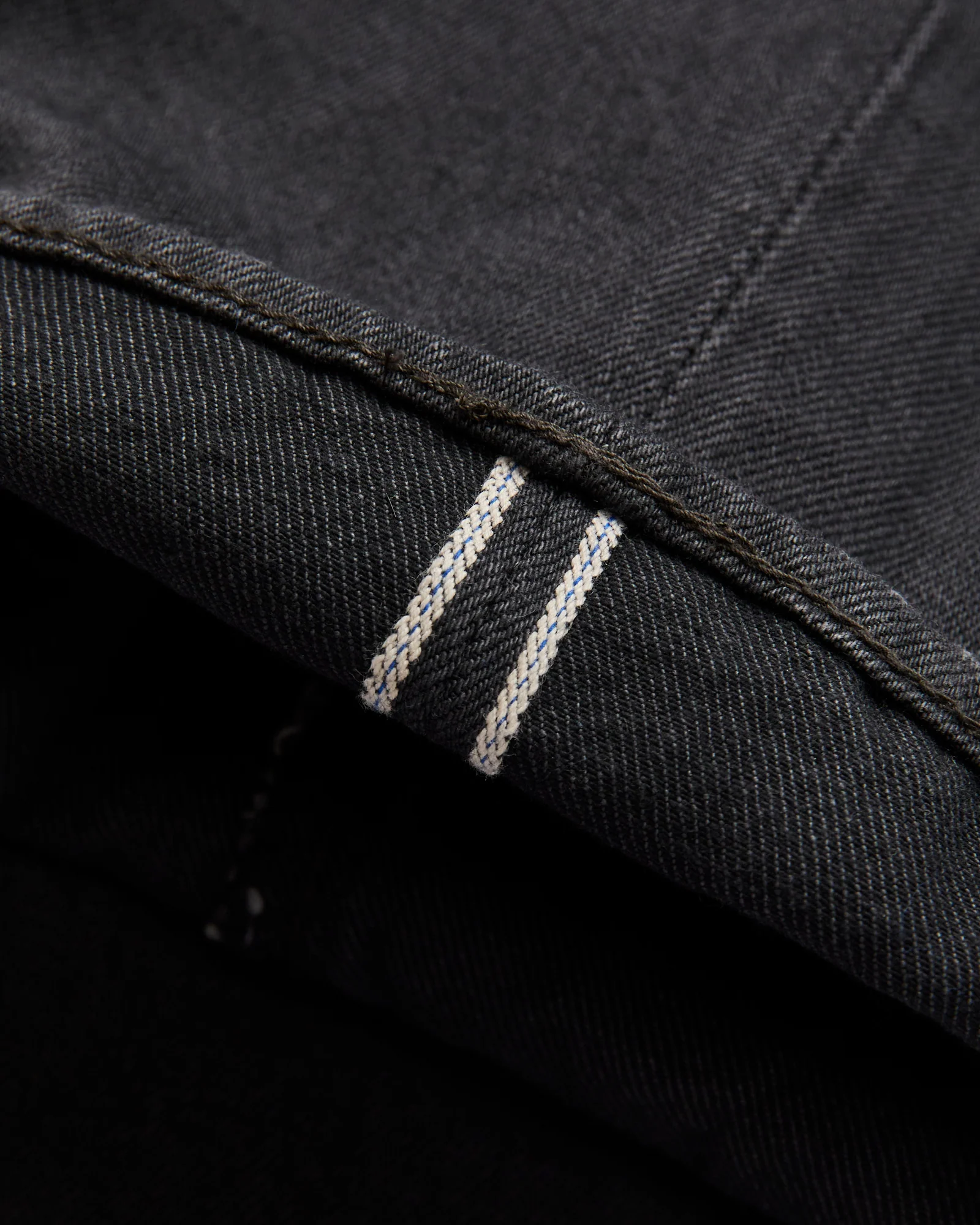 "Moonrock" 14oz Rinsed Charcoal Grey Selvedge Denim - Regular Straight Fit - Image 9