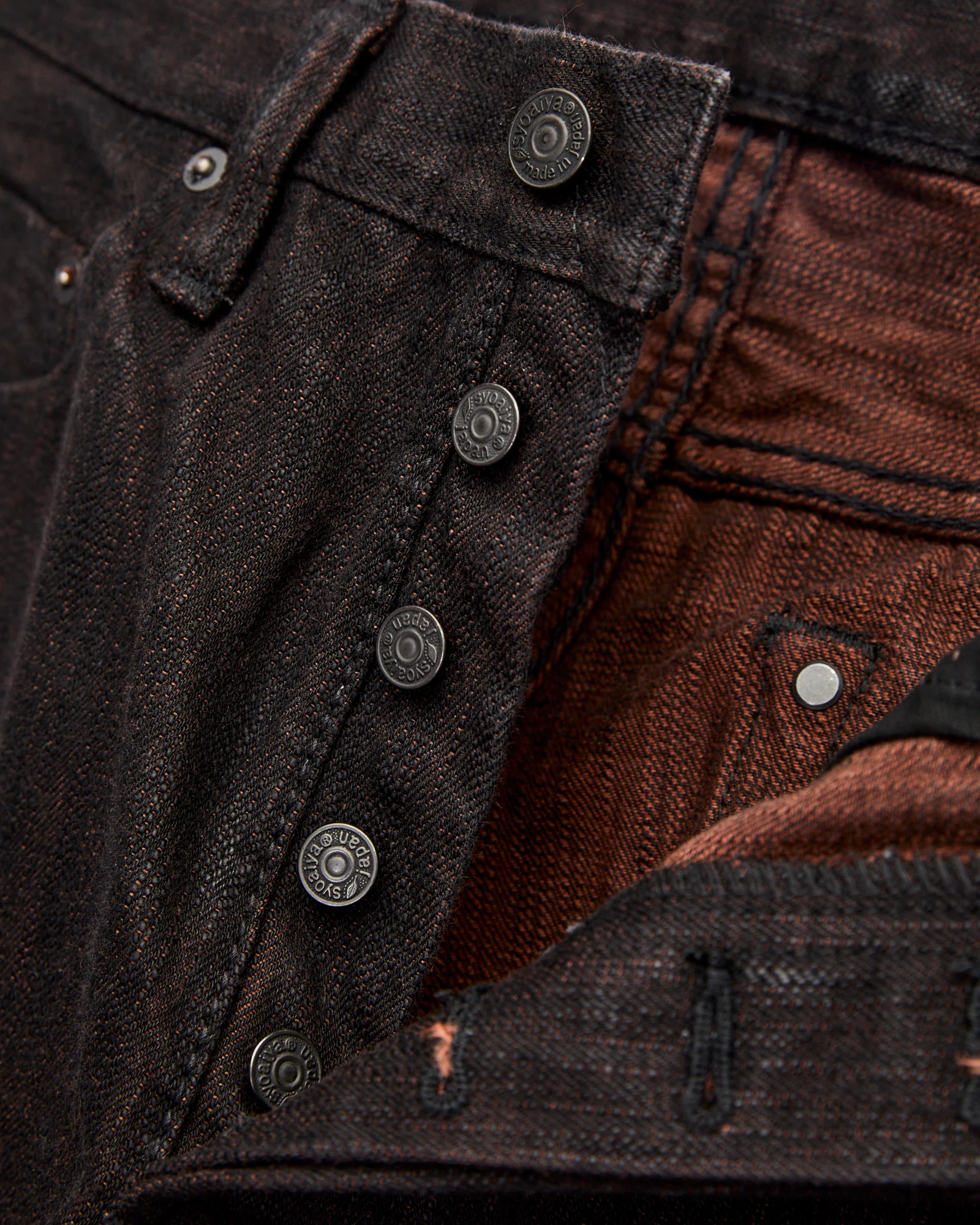 PER-EX-005-BK "Black x Persimmon Extra Slub" 15oz Rinsed Selvedge Denim - Slim Straight Fit - Image 8