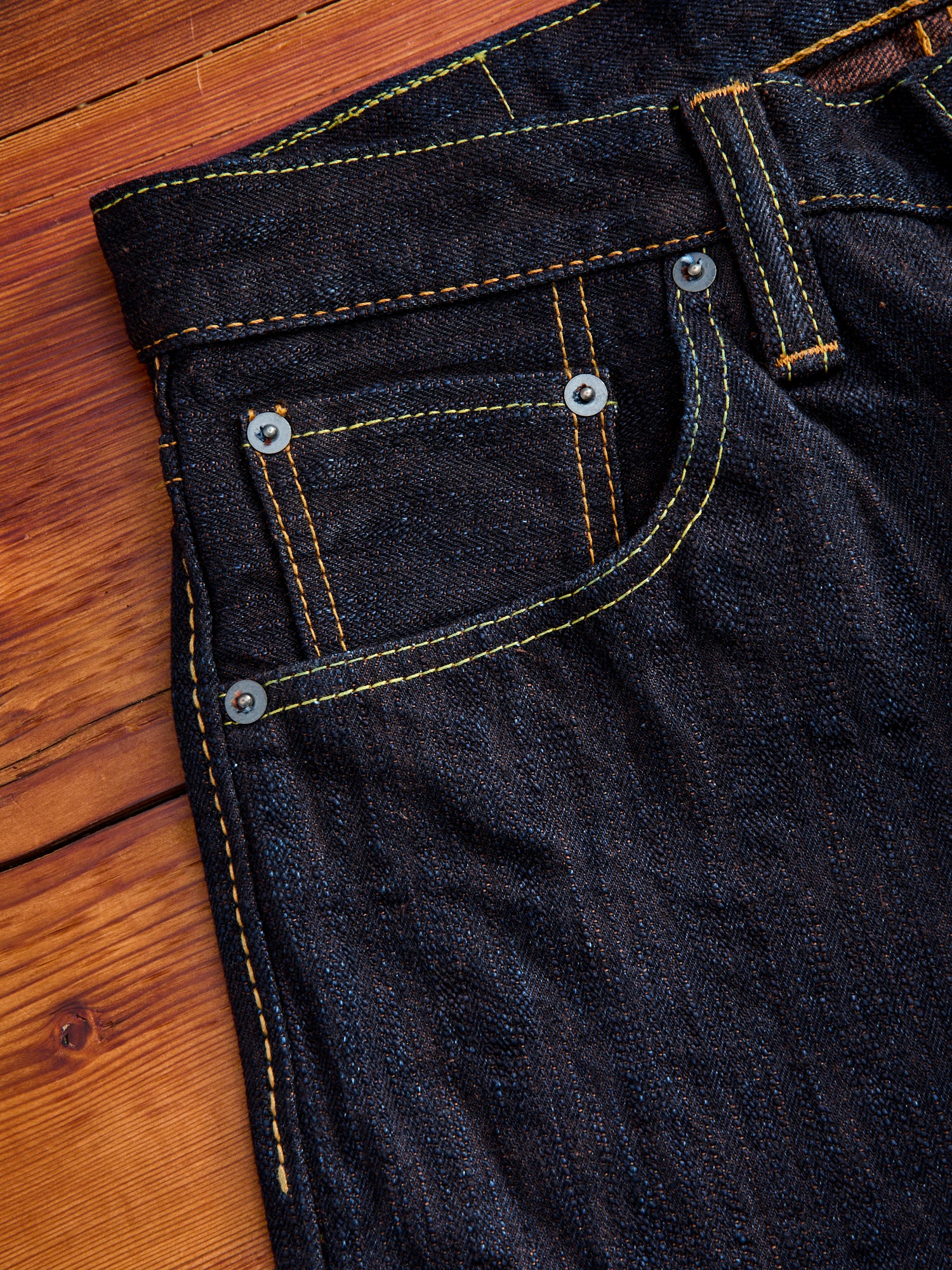 PER-EX-019-ID "Persimmon Extra Slub" 15oz Rinsed Selvedge Denim - Relaxed Tapered Fit - Image 7