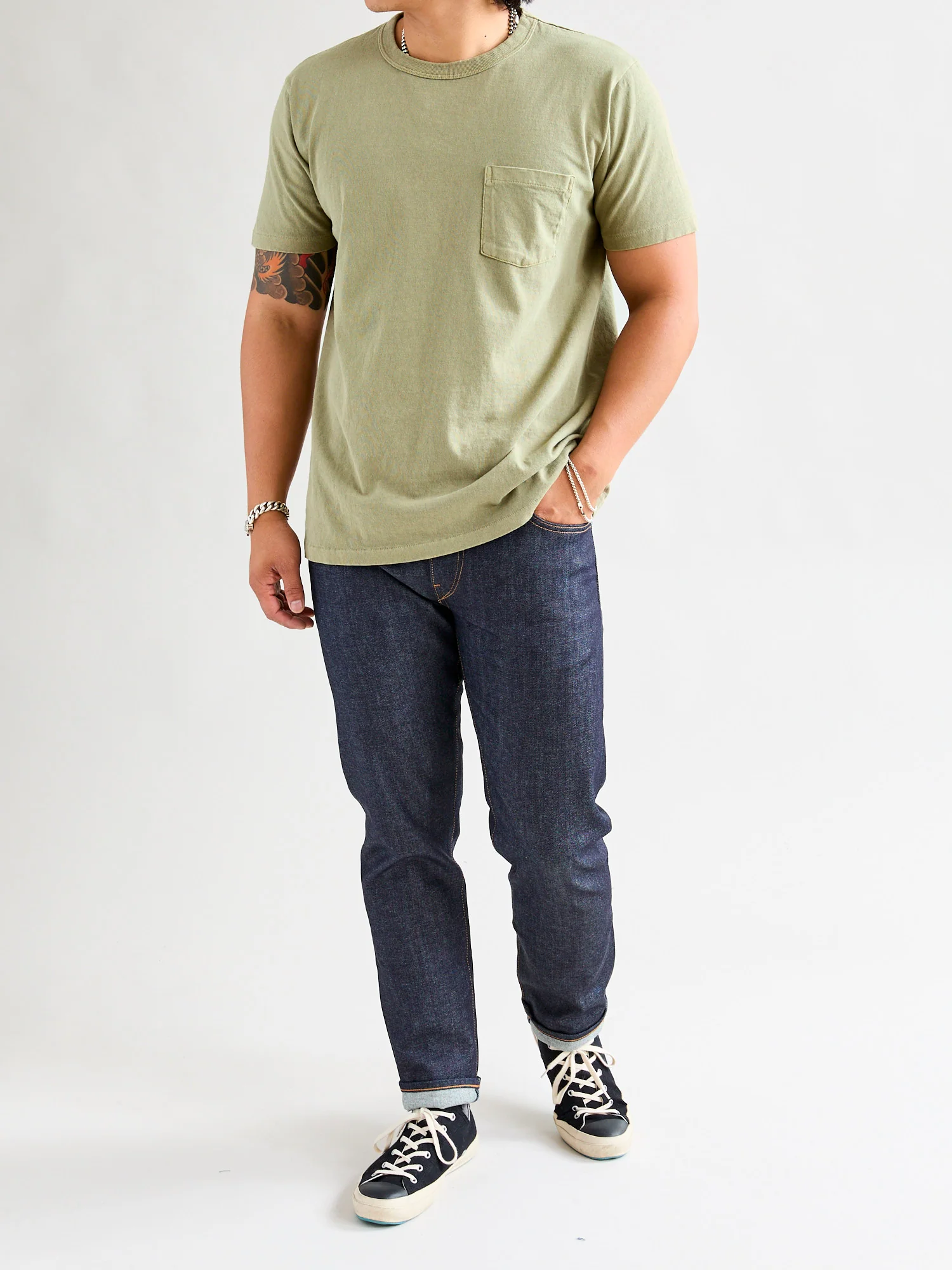 Pigment Dyed Pocket Tee in Dusty Zeder - Image 8