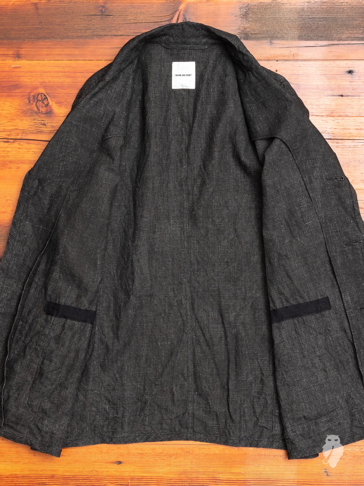 Piping Jacket in Black Linen - Image 7