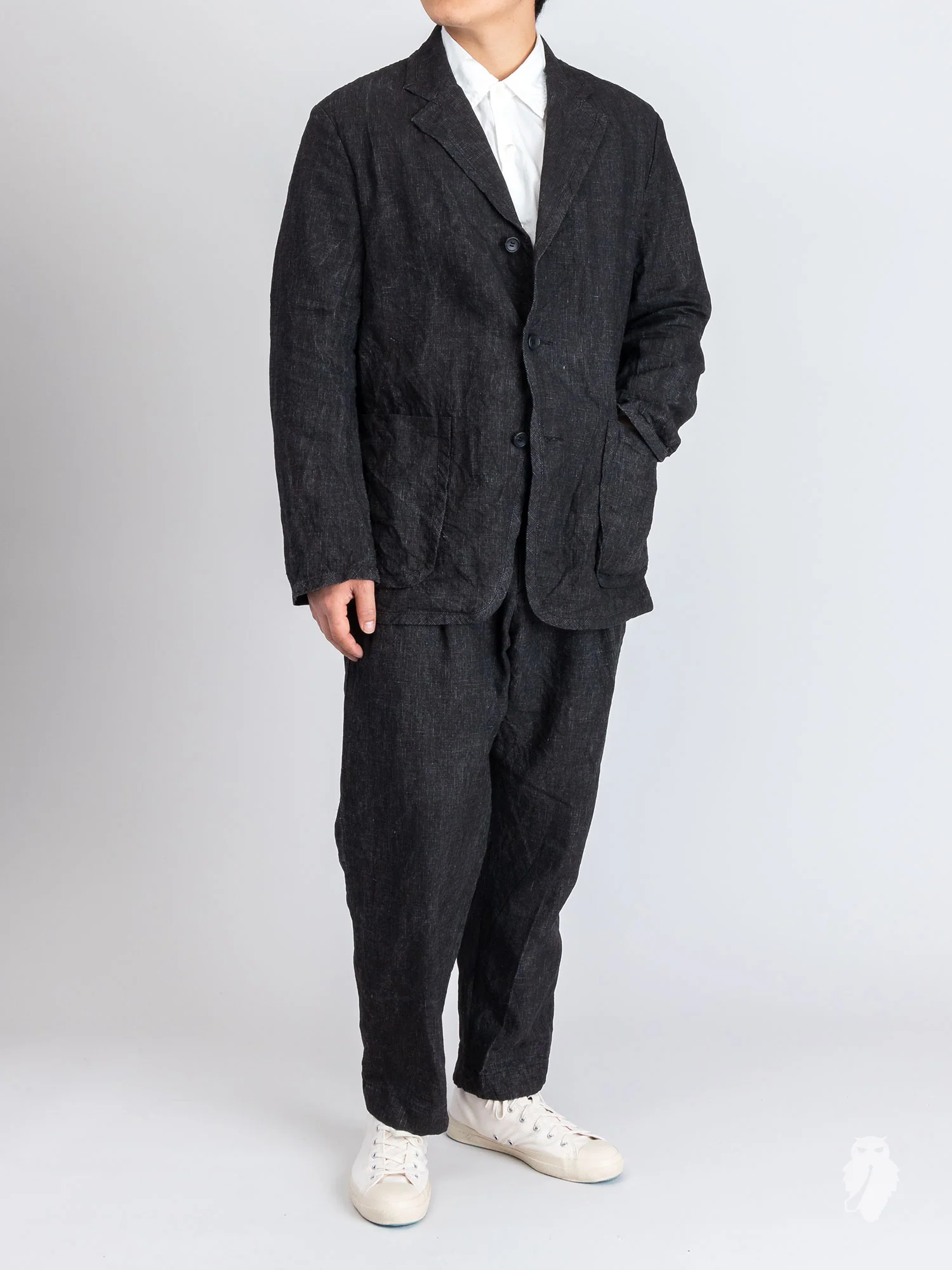 Piping Jacket in Black Linen - Image 9