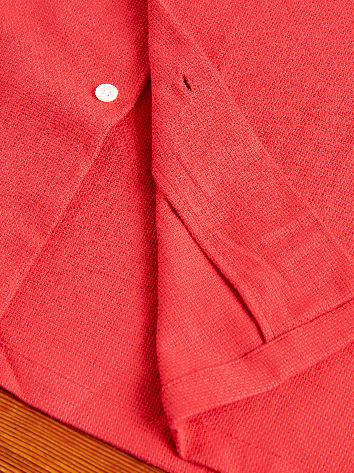 Pique Button-Up Shirt in Clay - Image 9