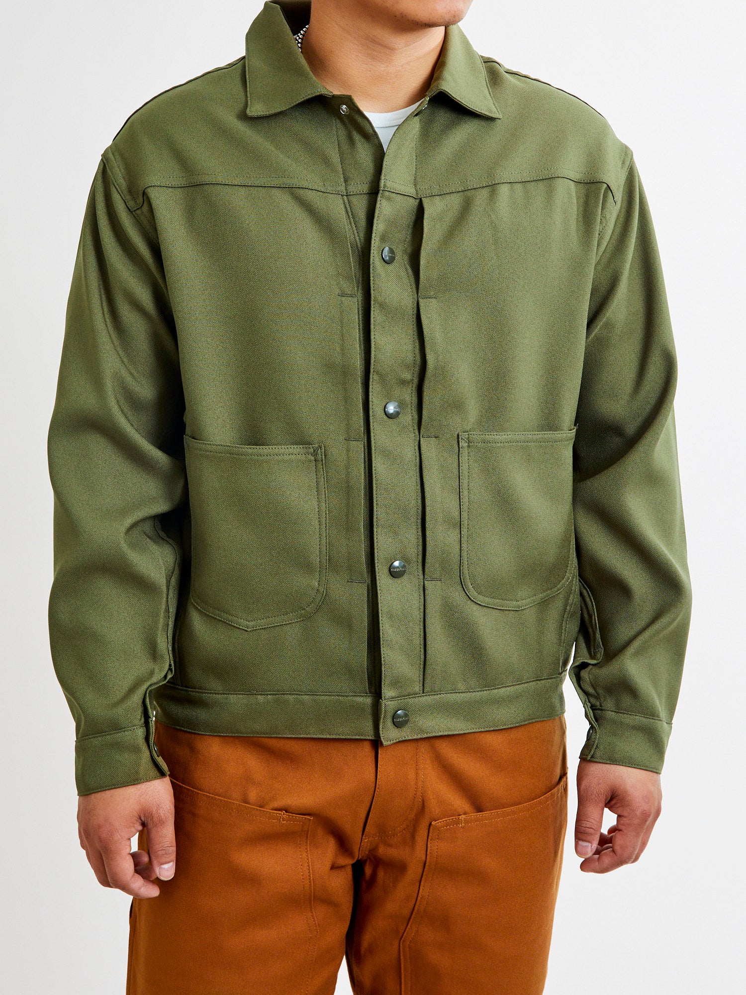 Poly Twill Gardeners Jacket in Olive - Image 2