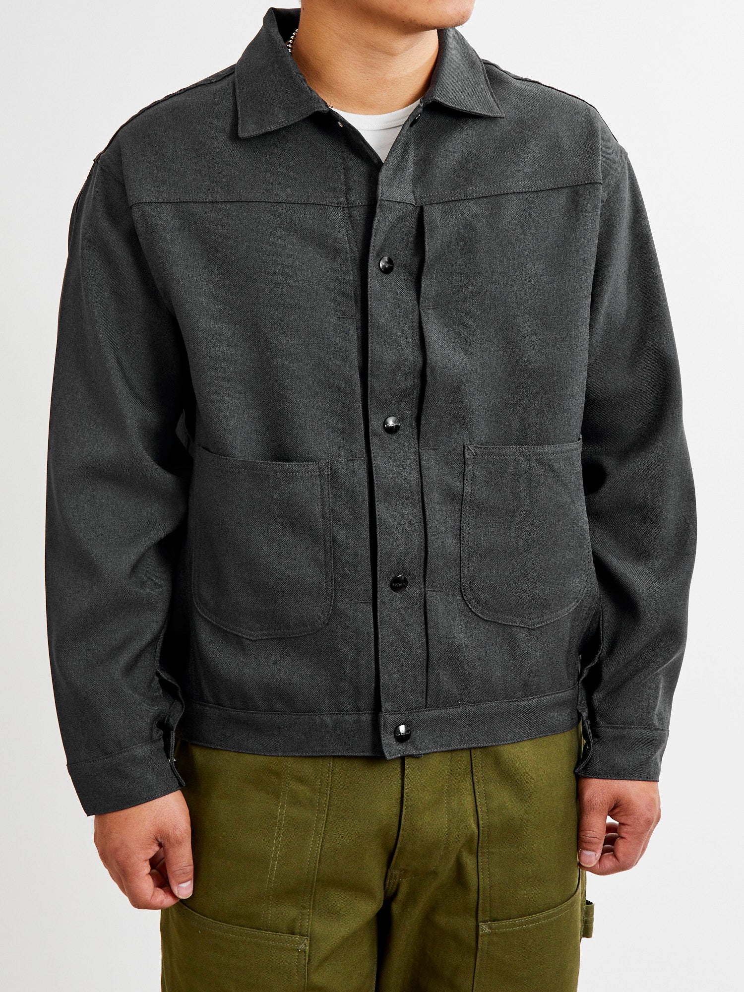 Poly Twill Gardeners Jacket in Charcoal - Image 2