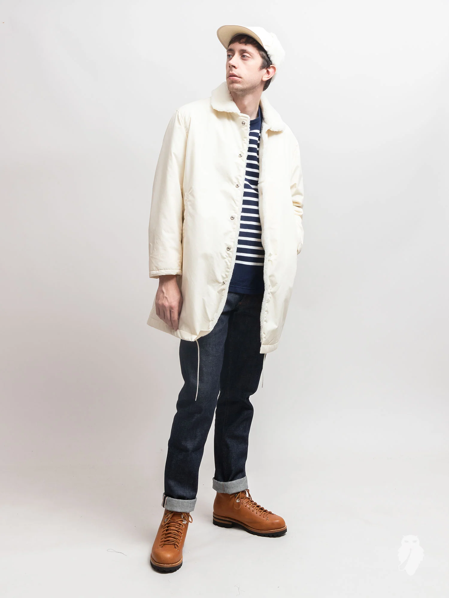 "Quart" Long Coat in Cream - Image 2